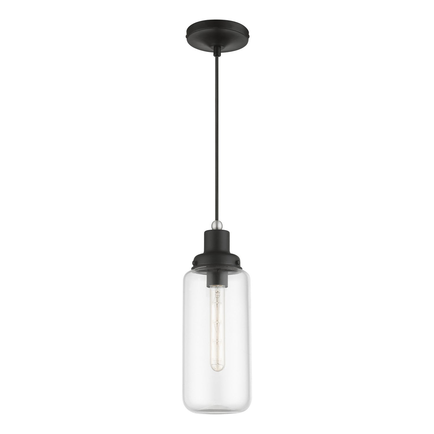 Livex Lighting - 40614-04 - One Light Mini Pendant - Oakhurst - Black w/Brushed Nickel