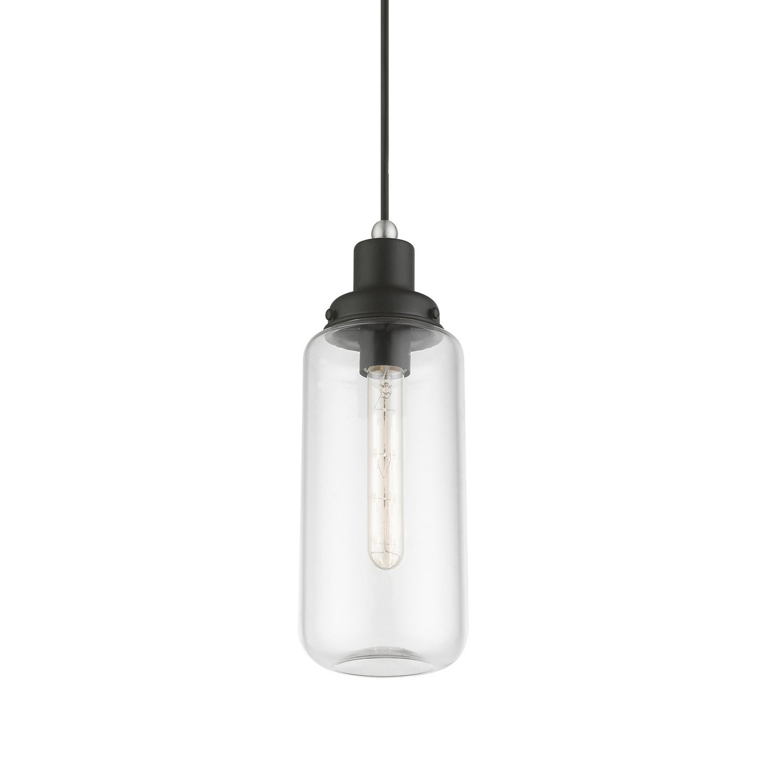Livex Lighting - 40614-04 - One Light Mini Pendant - Oakhurst - Black w/Brushed Nickel