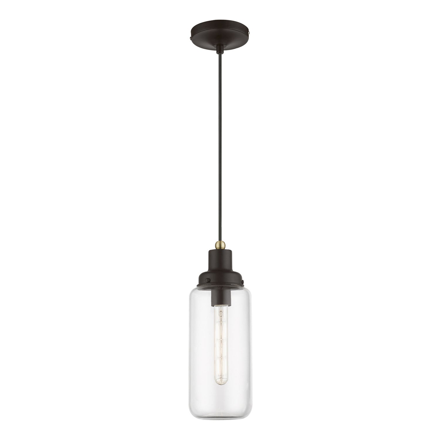 Livex Lighting - 40614-07 - One Light Mini Pendant - Oakhurst - Bronze w/Antique Brass