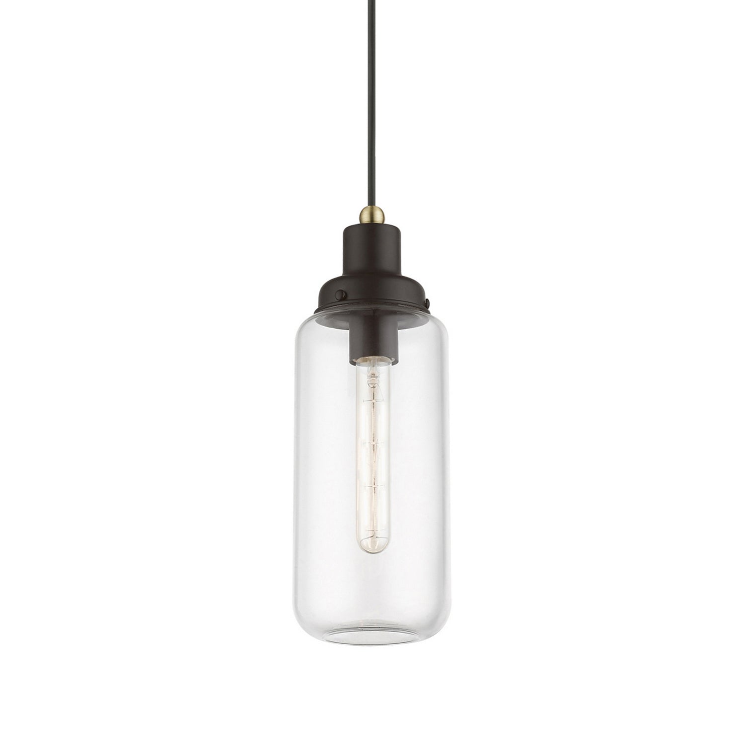 Livex Lighting - 40614-07 - One Light Mini Pendant - Oakhurst - Bronze w/Antique Brass