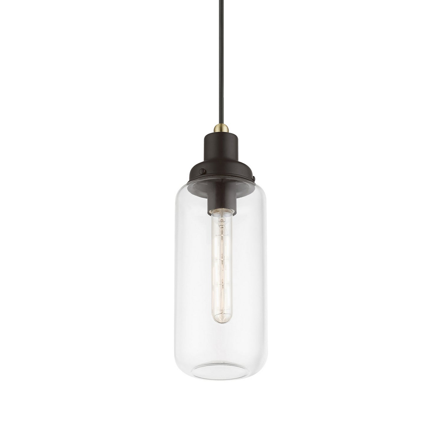 Livex Lighting - 40614-07 - One Light Mini Pendant - Oakhurst - Bronze w/Antique Brass
