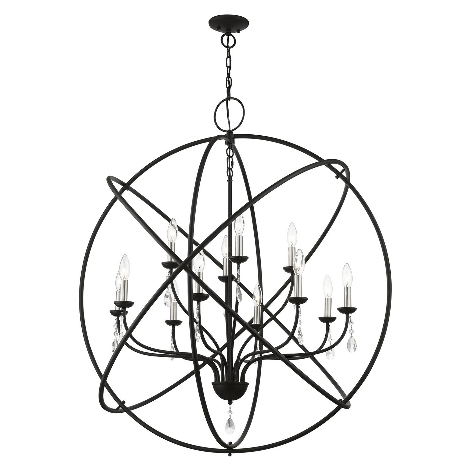 Livex Lighting - 40909-04 - 12 Light Foyer Chandelier - Aria - Black w/Brushed Nickel Finish Candles