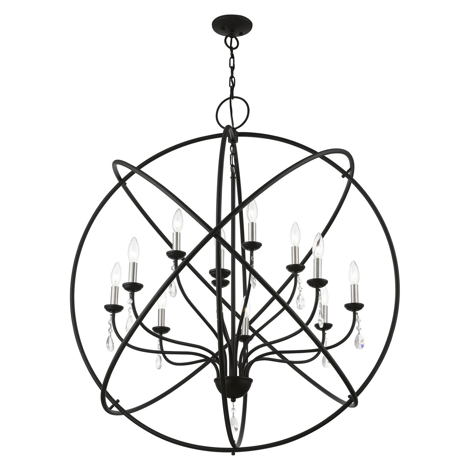Livex Lighting - 40909-04 - 12 Light Foyer Chandelier - Aria - Black w/Brushed Nickel Finish Candles