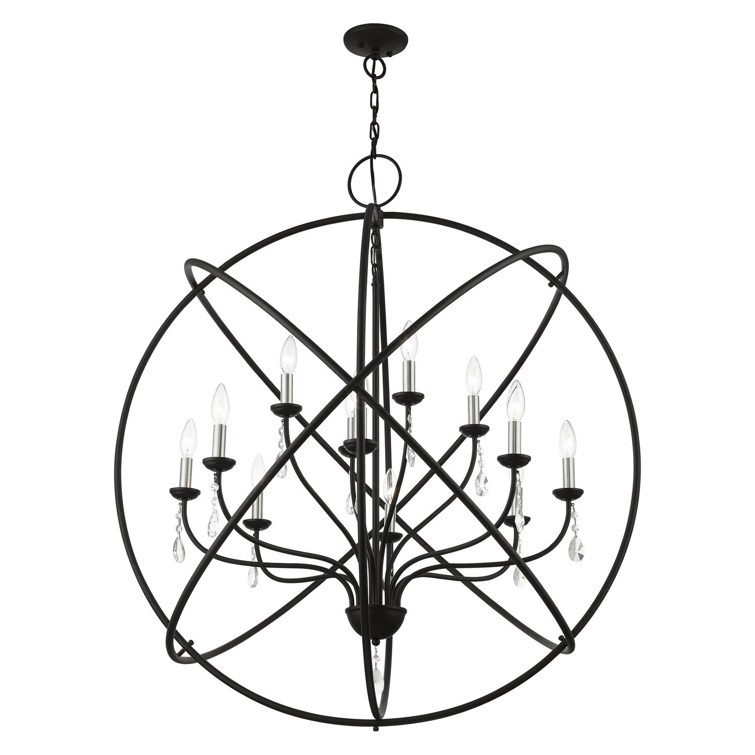 Livex Lighting - 40909-04 - 12 Light Foyer Chandelier - Aria - Black w/Brushed Nickel Finish Candles