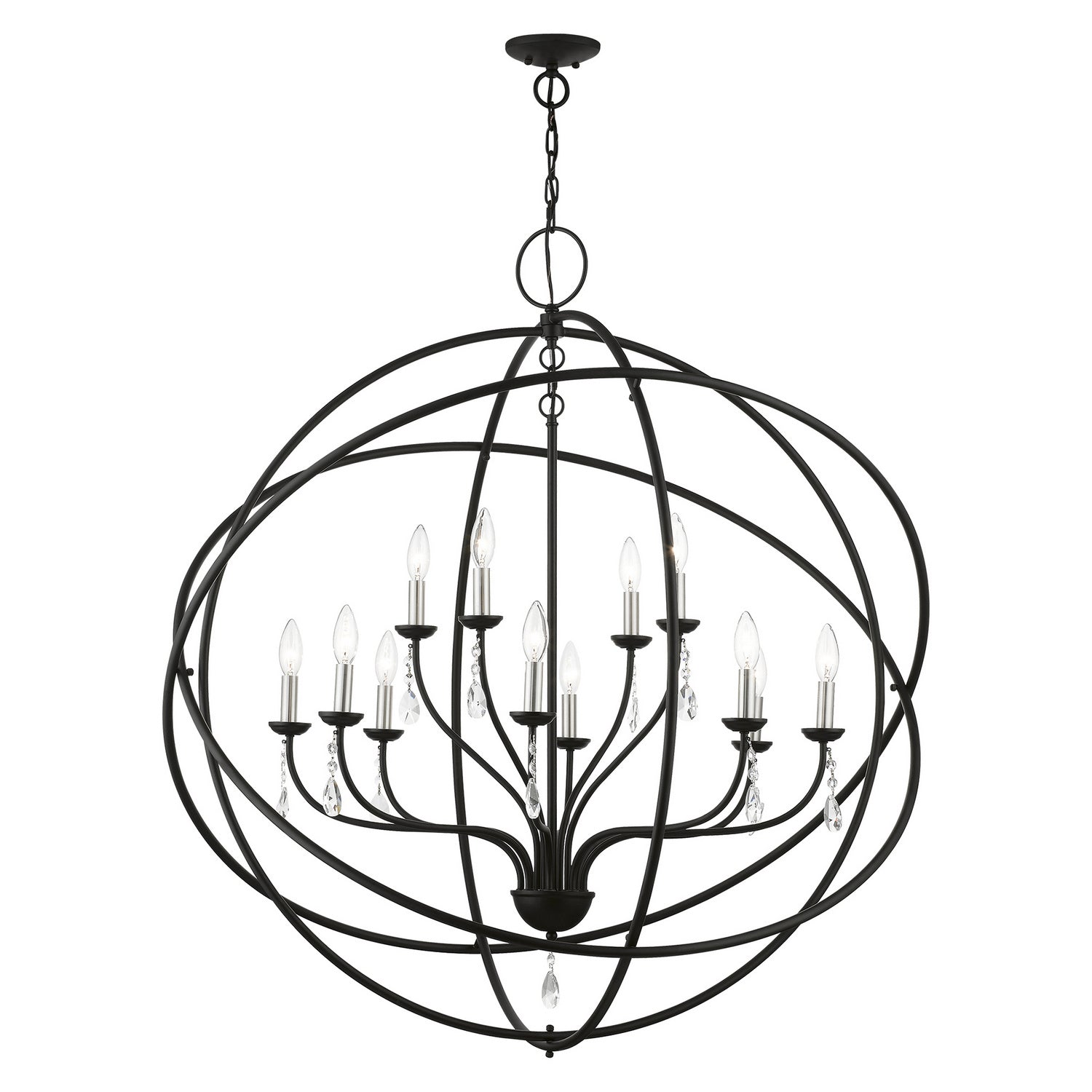 Livex Lighting - 40909-04 - 12 Light Foyer Chandelier - Aria - Black w/Brushed Nickel Finish Candles