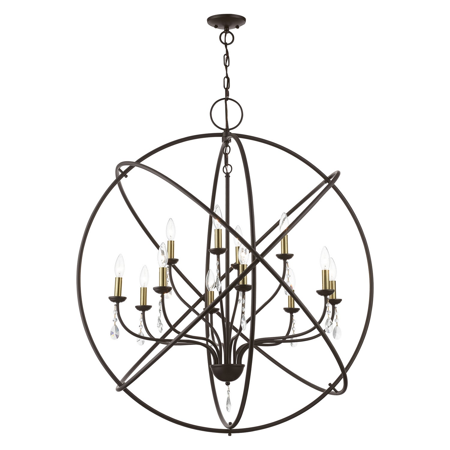 Livex Lighting - 40909-07 - 12 Light Foyer Chandelier - Aria - Bronze w/Antique Brass Finish Candles