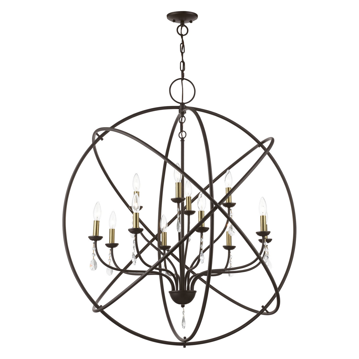 Livex Lighting - 40909-07 - 12 Light Foyer Chandelier - Aria - Bronze w/Antique Brass Finish Candles