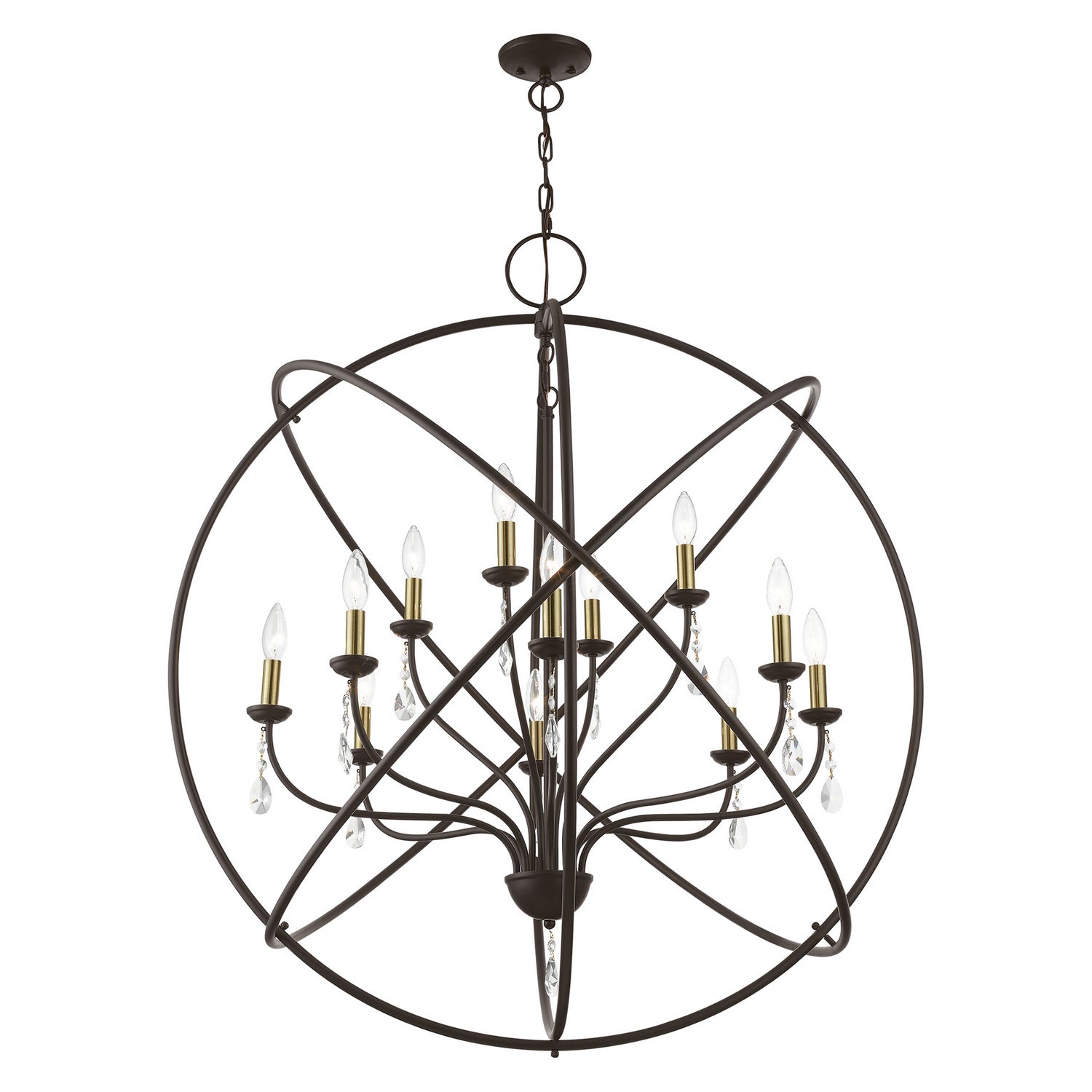 Livex Lighting - 40909-07 - 12 Light Foyer Chandelier - Aria - Bronze w/Antique Brass Finish Candles