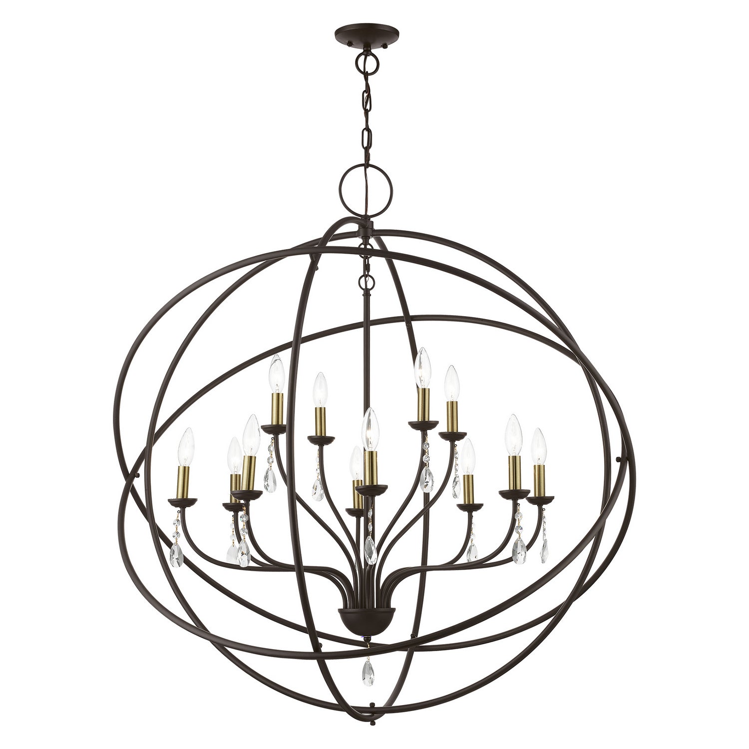 Livex Lighting - 40909-07 - 12 Light Foyer Chandelier - Aria - Bronze w/Antique Brass Finish Candles
