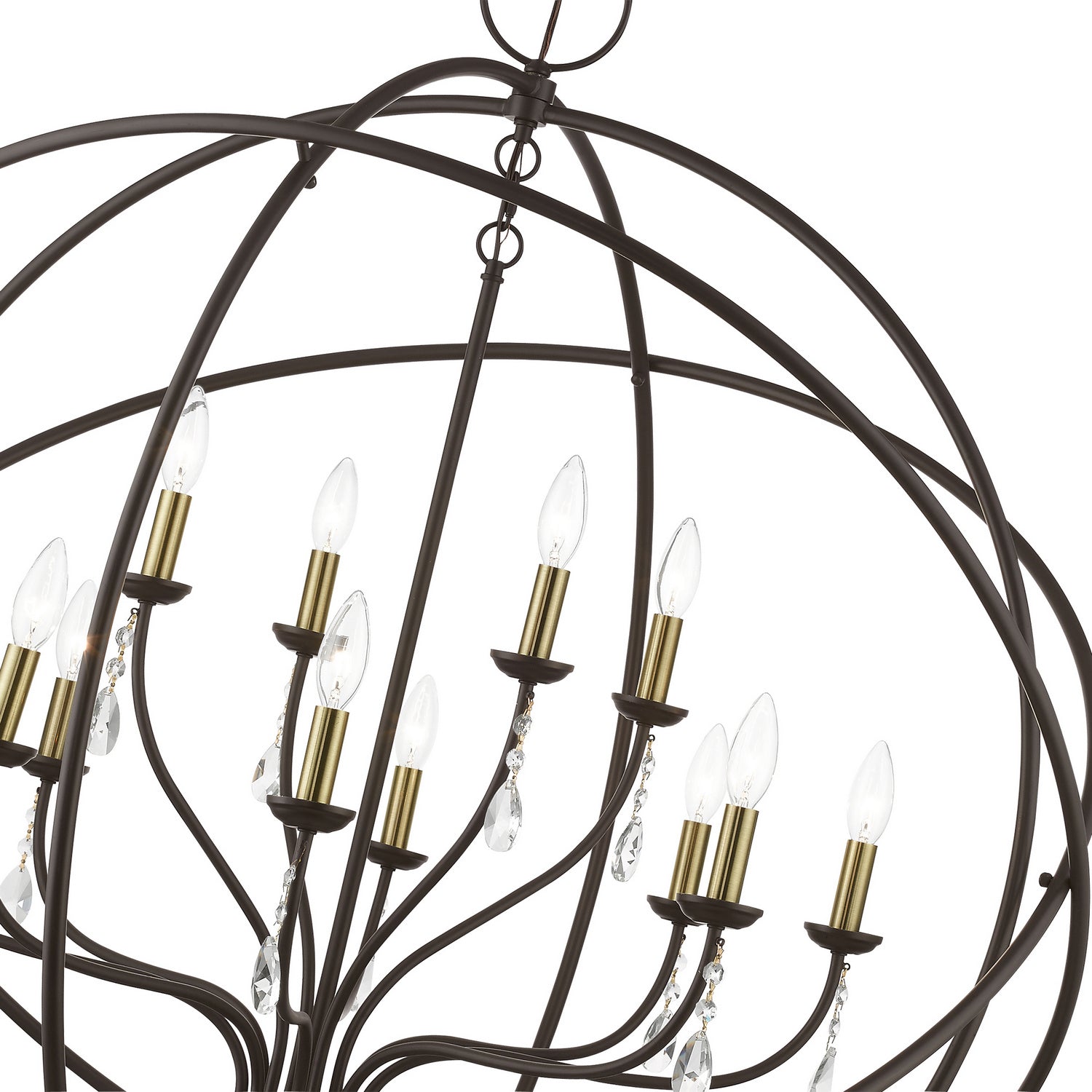 Livex Lighting - 40909-07 - 12 Light Foyer Chandelier - Aria - Bronze w/Antique Brass Finish Candles