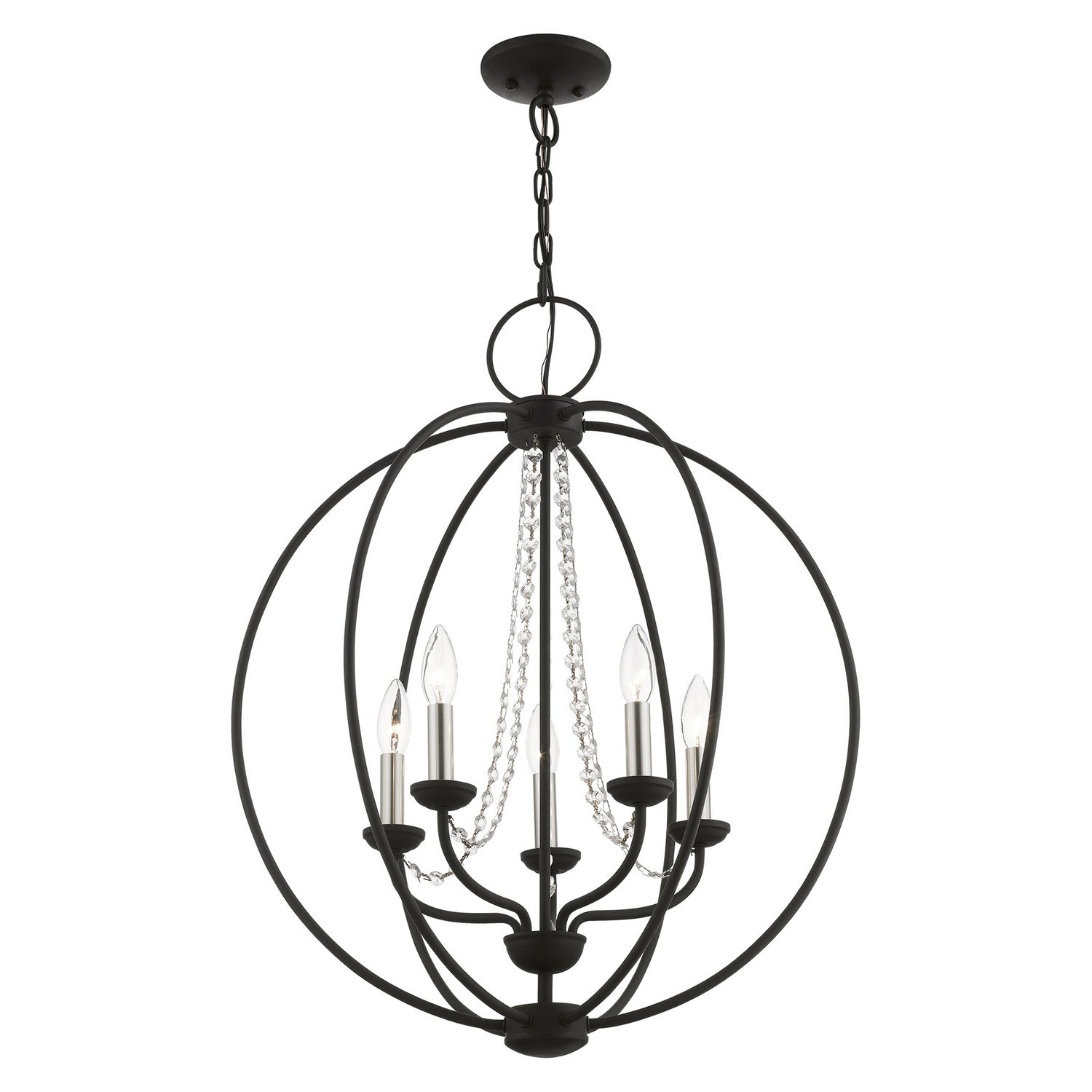 Livex Lighting - 40915-04 - Five Light Chandelier - Arabella - Black w/Brushed Nickel Finish Candles
