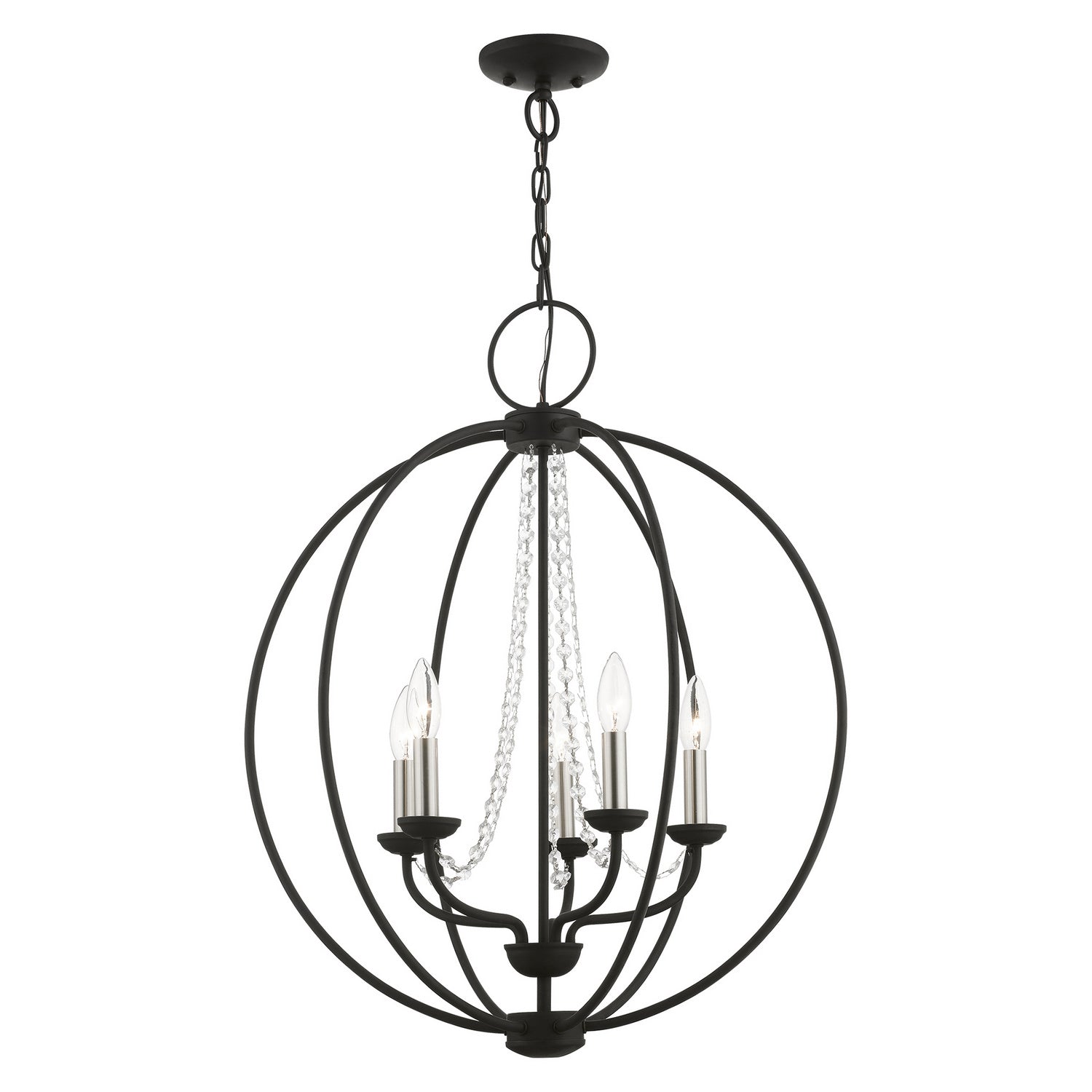 Livex Lighting - 40915-04 - Five Light Chandelier - Arabella - Black w/Brushed Nickel Finish Candles