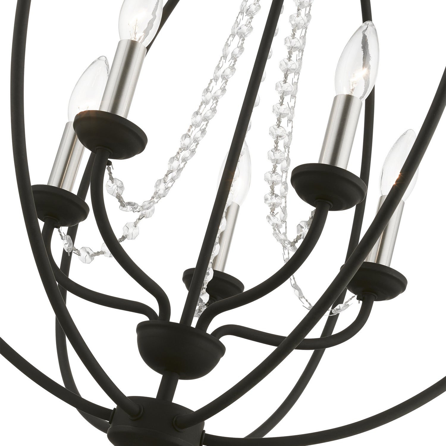 Livex Lighting - 40915-04 - Five Light Chandelier - Arabella - Black w/Brushed Nickel Finish Candles