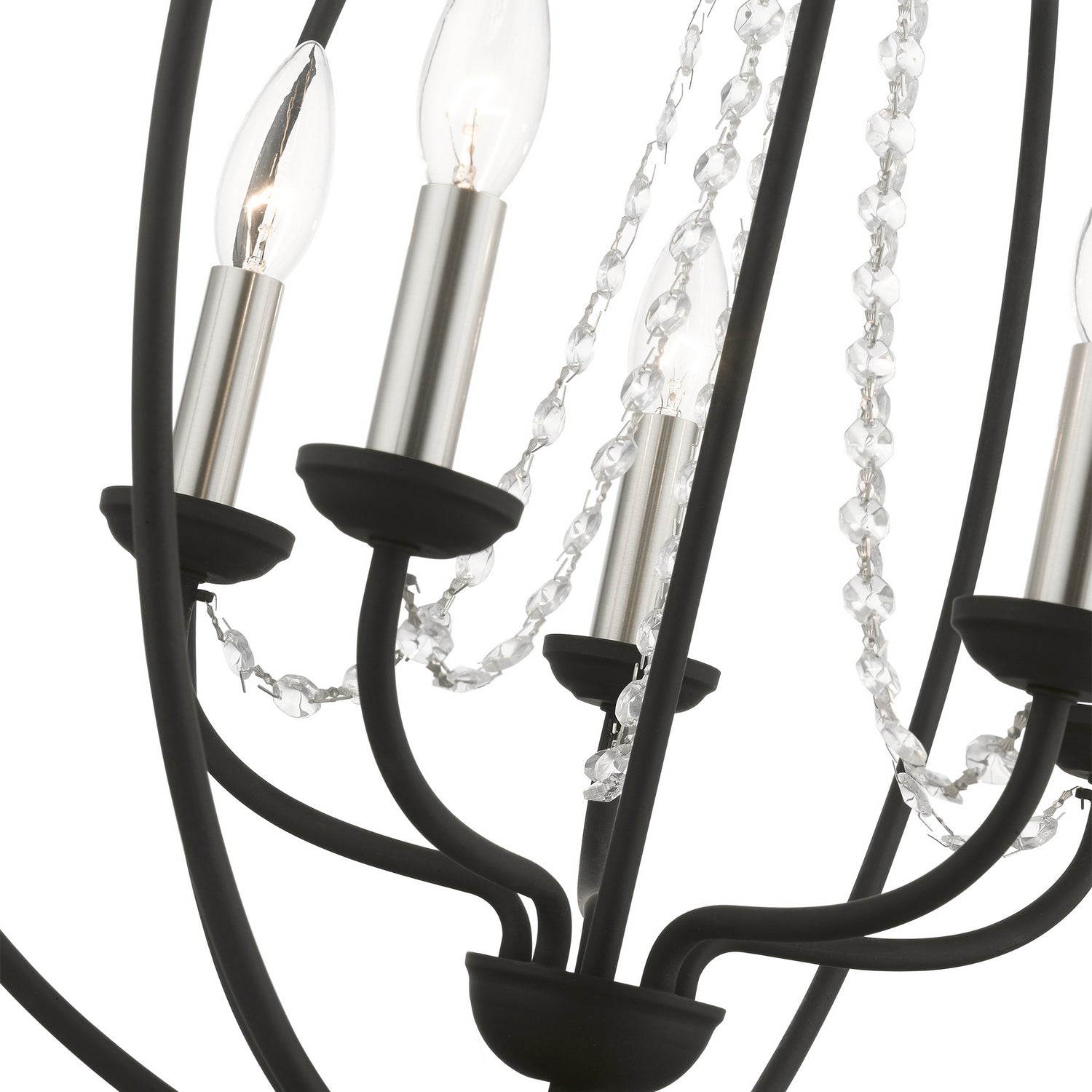 Livex Lighting - 40915-04 - Five Light Chandelier - Arabella - Black w/Brushed Nickel Finish Candles