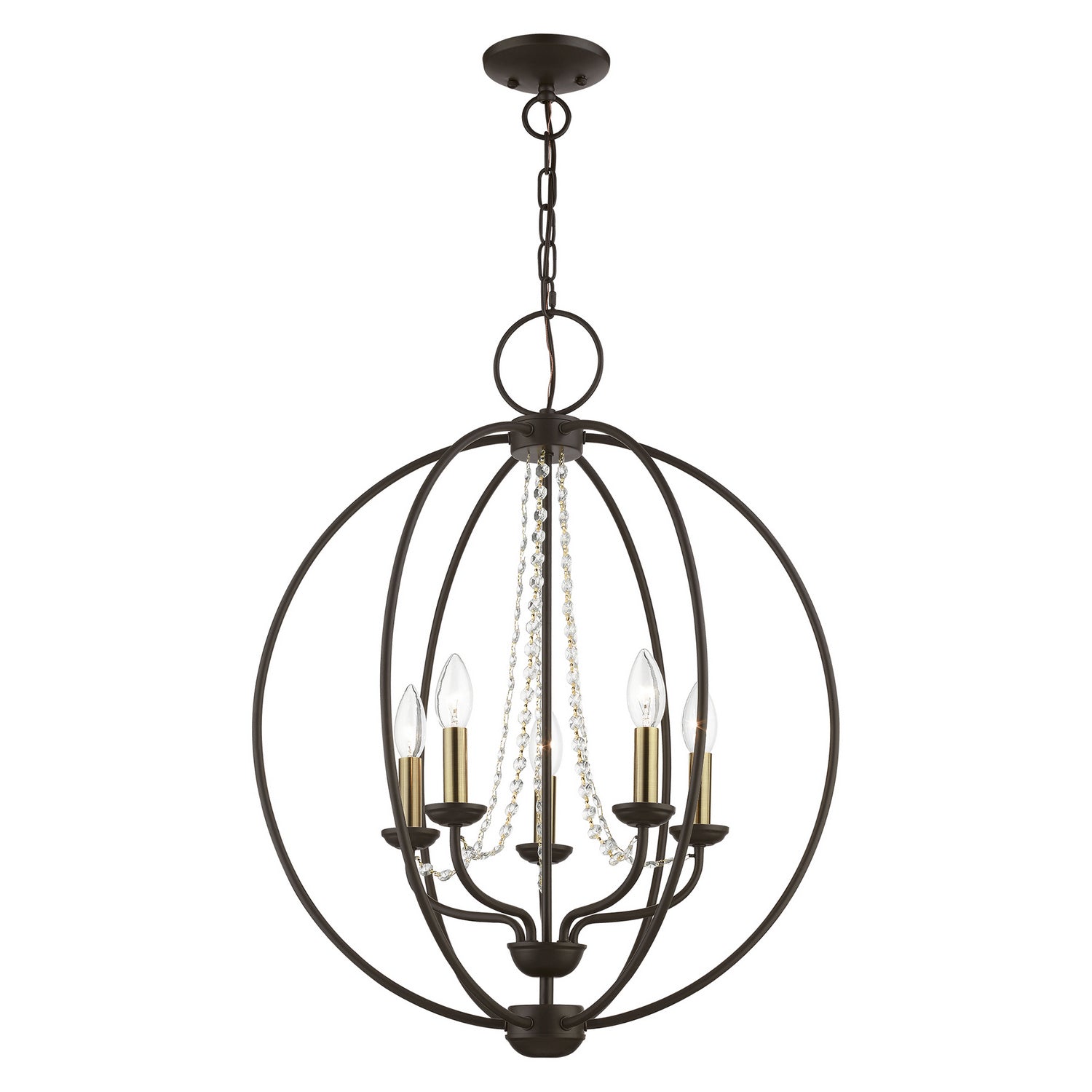 Livex Lighting - 40915-07 - Five Light Chandelier - Arabella - Bronze w/Antique Brass Finish Candles