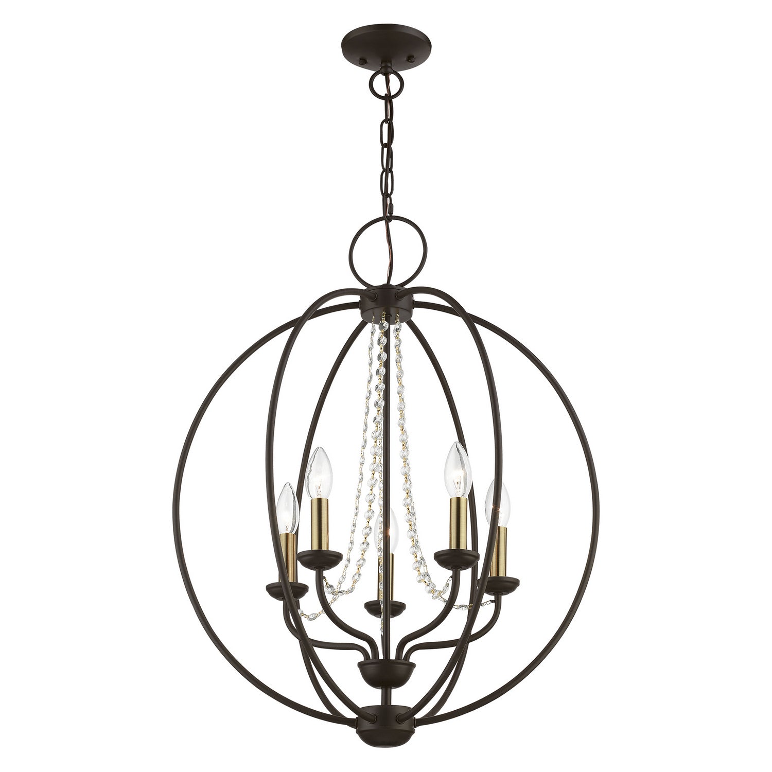 Livex Lighting - 40915-07 - Five Light Chandelier - Arabella - Bronze w/Antique Brass Finish Candles