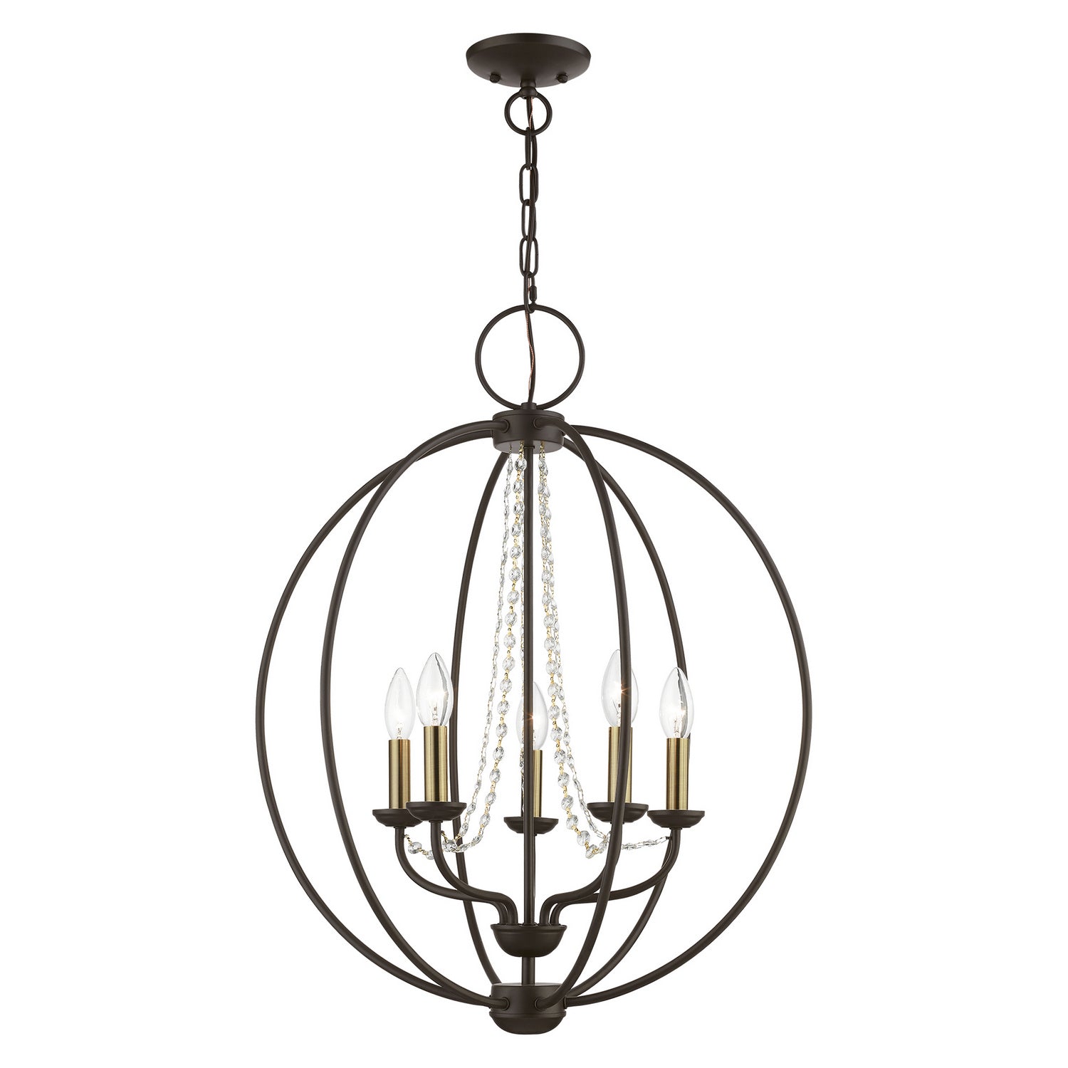 Livex Lighting - 40915-07 - Five Light Chandelier - Arabella - Bronze w/Antique Brass Finish Candles
