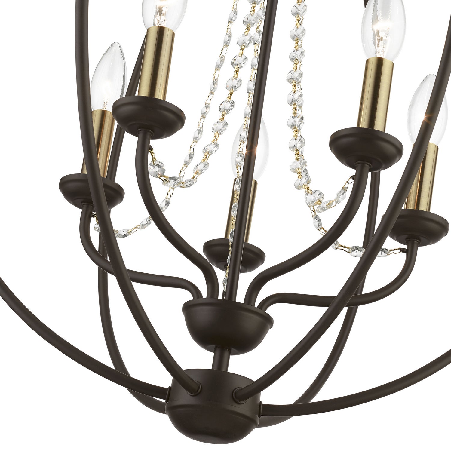 Livex Lighting - 40915-07 - Five Light Chandelier - Arabella - Bronze w/Antique Brass Finish Candles