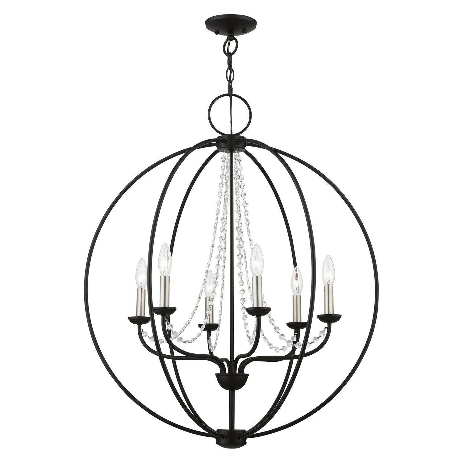 Livex Lighting - 40916-04 - Six Light Chandelier - Arabella - Black w/Brushed Nickel Finish Candles