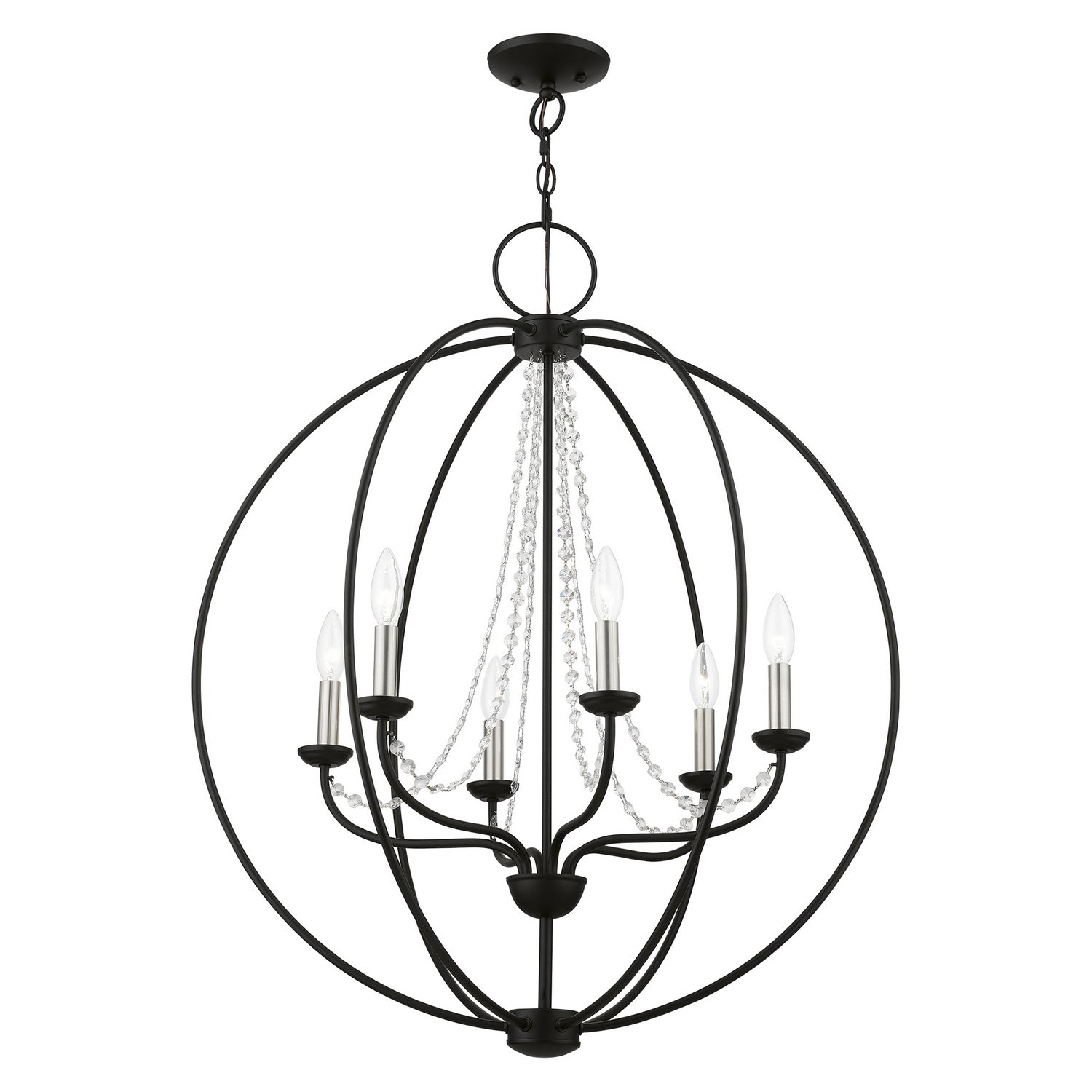 Livex Lighting - 40916-04 - Six Light Chandelier - Arabella - Black w/Brushed Nickel Finish Candles