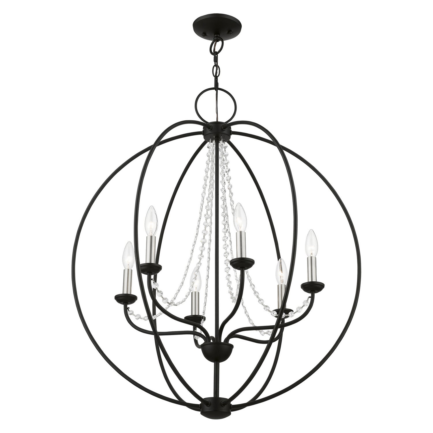 Livex Lighting - 40916-04 - Six Light Chandelier - Arabella - Black w/Brushed Nickel Finish Candles