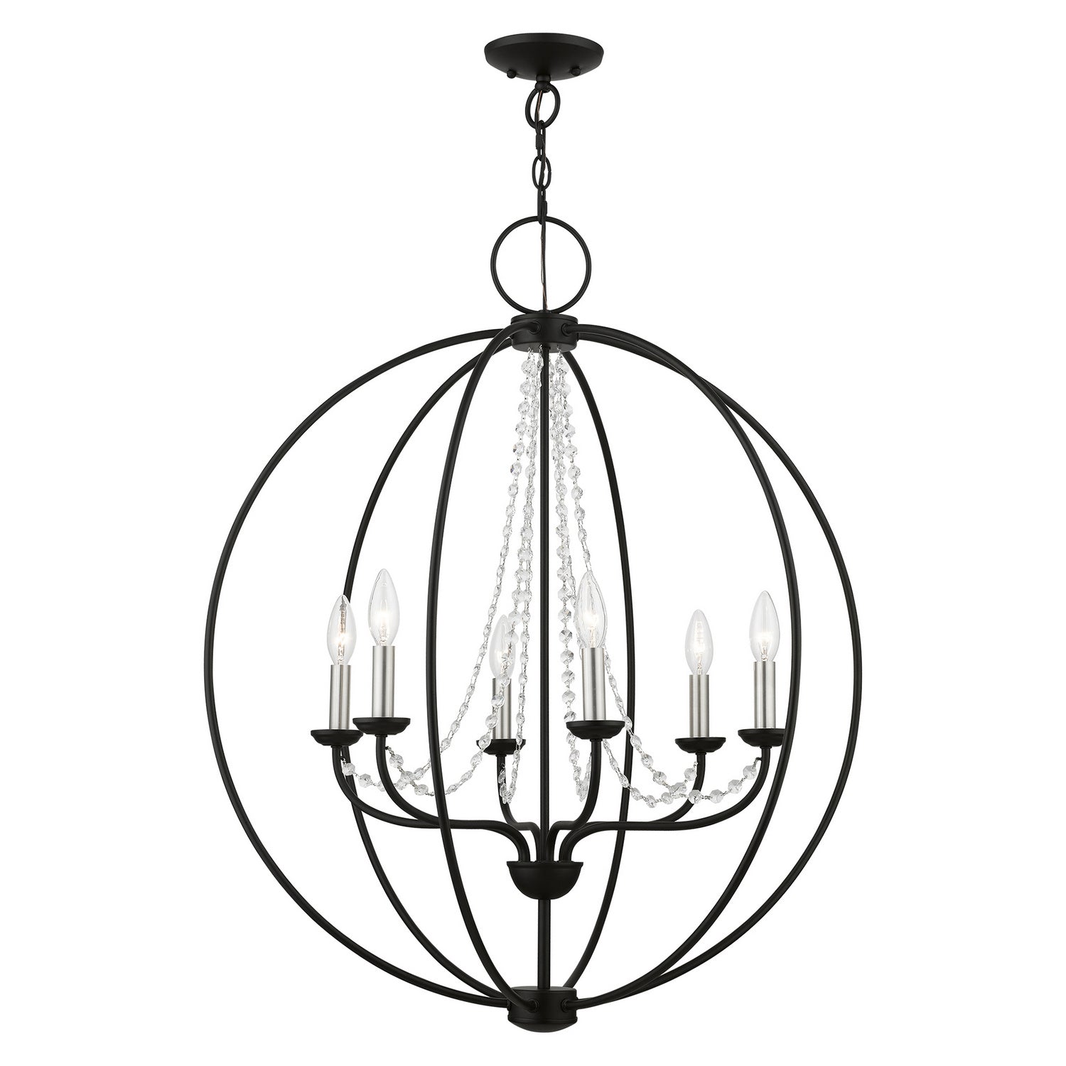 Livex Lighting - 40916-04 - Six Light Chandelier - Arabella - Black w/Brushed Nickel Finish Candles