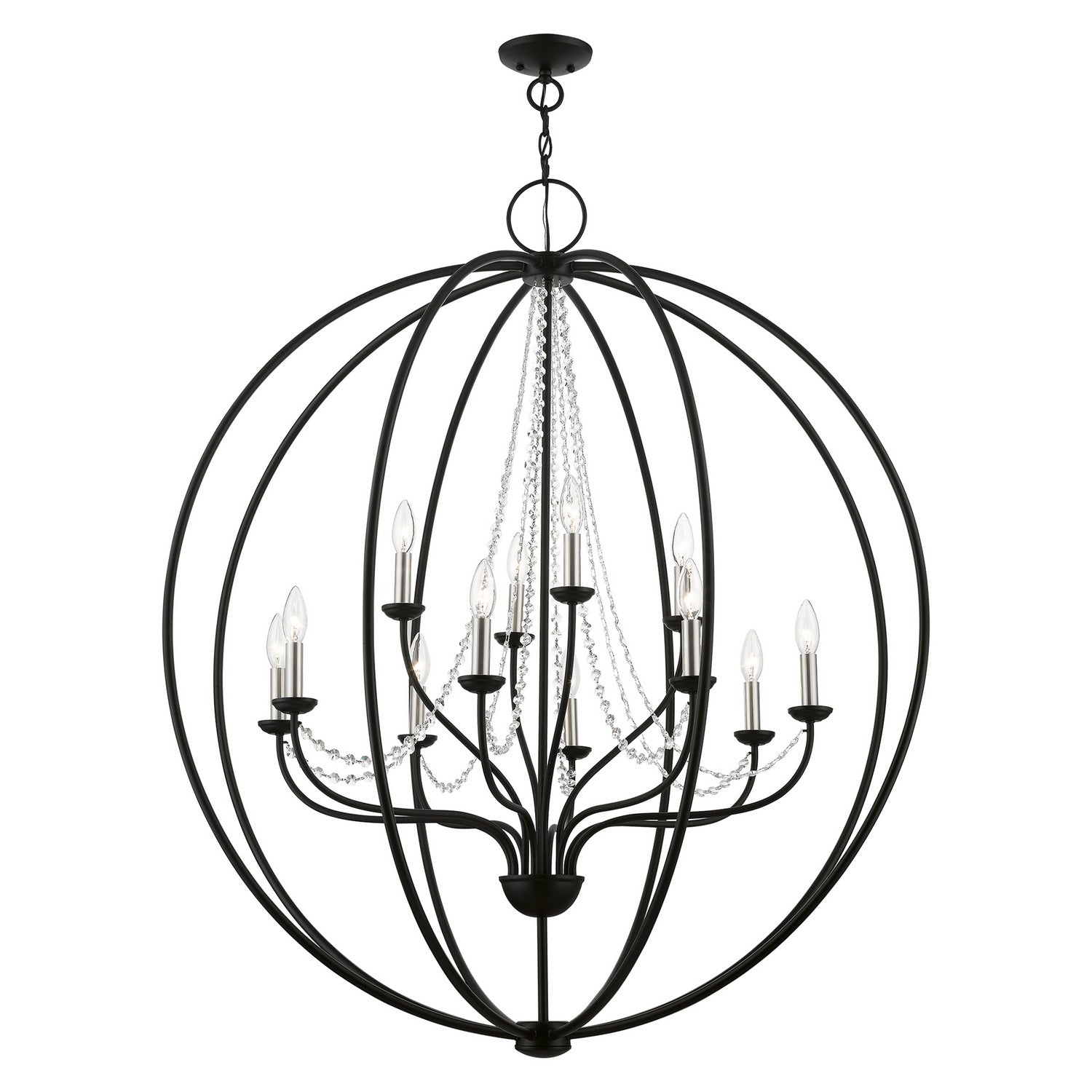 Livex Lighting - 40919-04 - 12 Light Foyer Chandelier - Arabella - Black w/Brushed Nickel Finish Candles