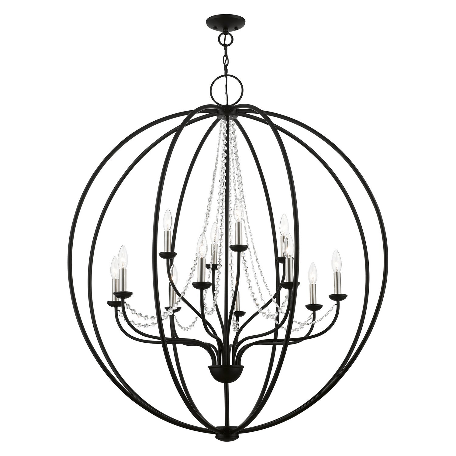 Livex Lighting - 40919-04 - 12 Light Foyer Chandelier - Arabella - Black w/Brushed Nickel Finish Candles