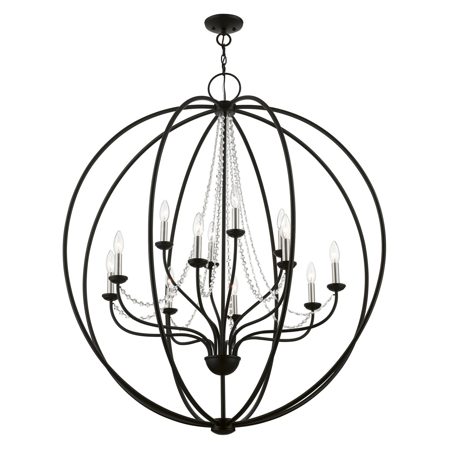Livex Lighting - 40919-04 - 12 Light Foyer Chandelier - Arabella - Black w/Brushed Nickel Finish Candles