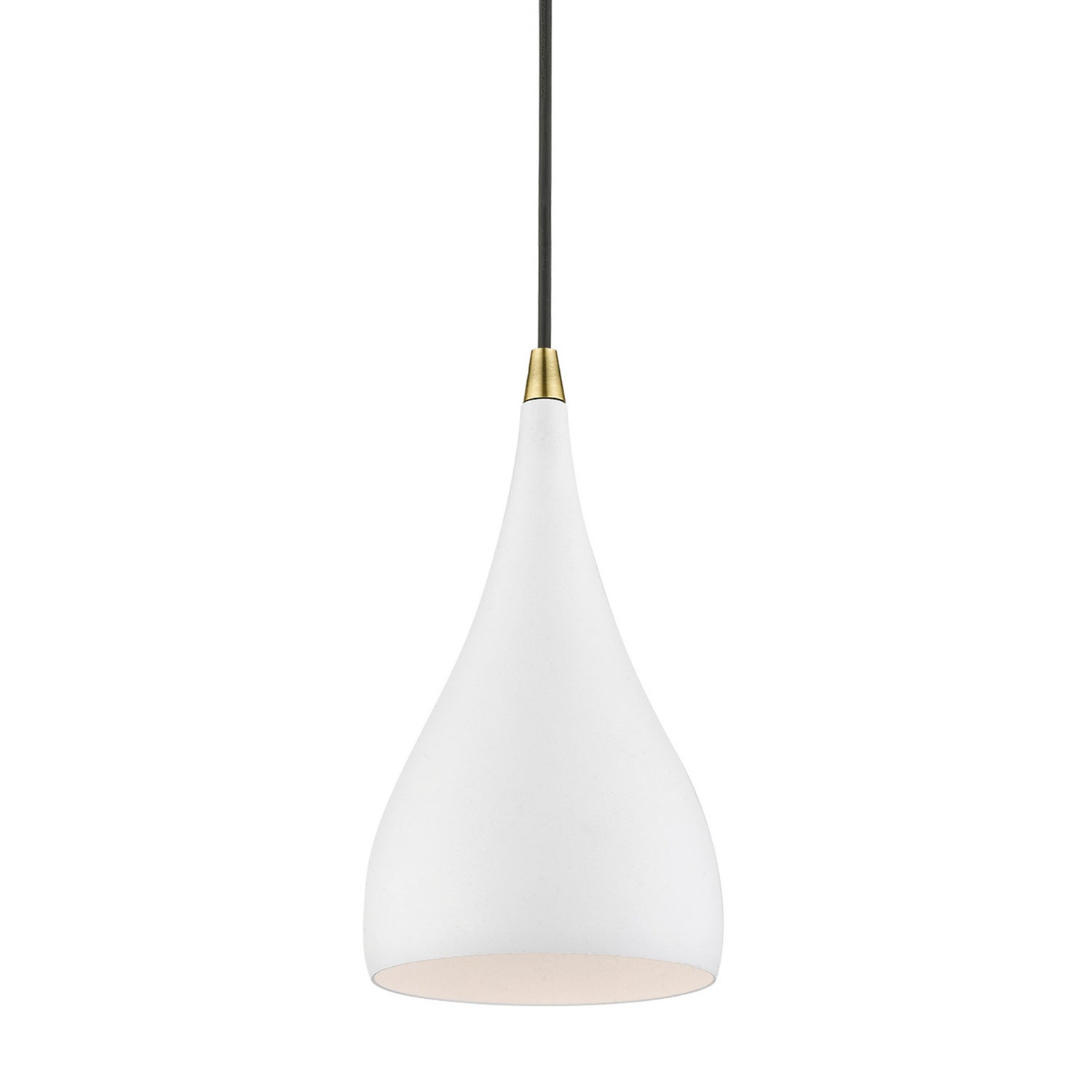 Livex Lighting - 41171-13 - One Light Mini Pendant - Amador - Textured White w/Antique Brass
