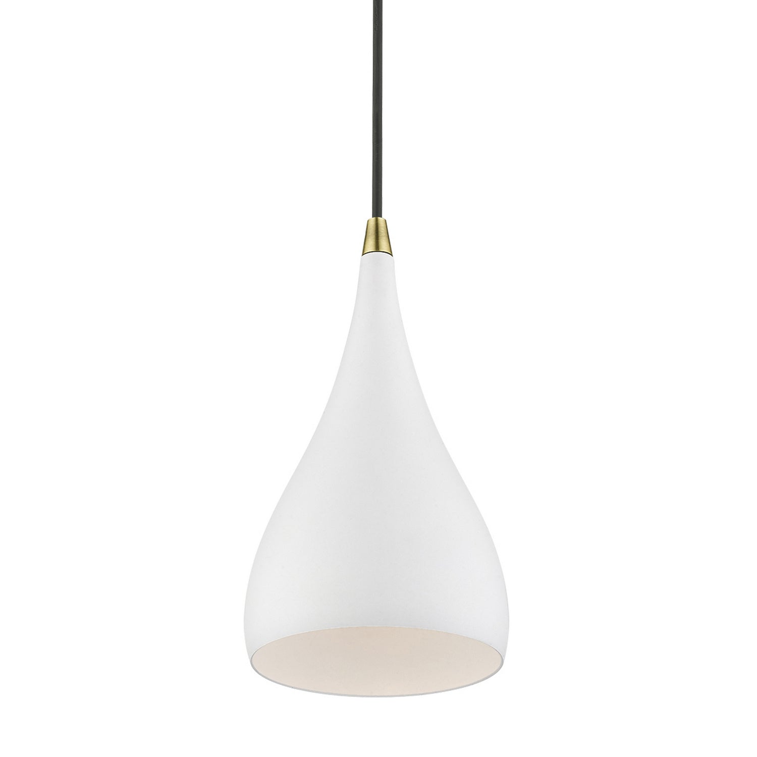 Livex Lighting - 41171-13 - One Light Mini Pendant - Amador - Textured White w/Antique Brass