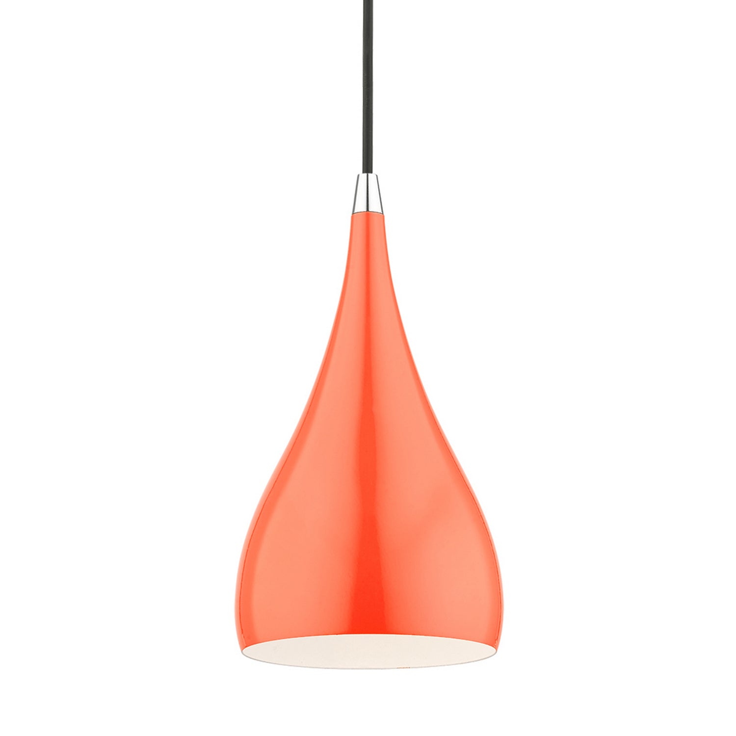 Livex Lighting - 41171-77 - One Light Mini Pendant - Amador - Shiny Orange w/Polished Chrome