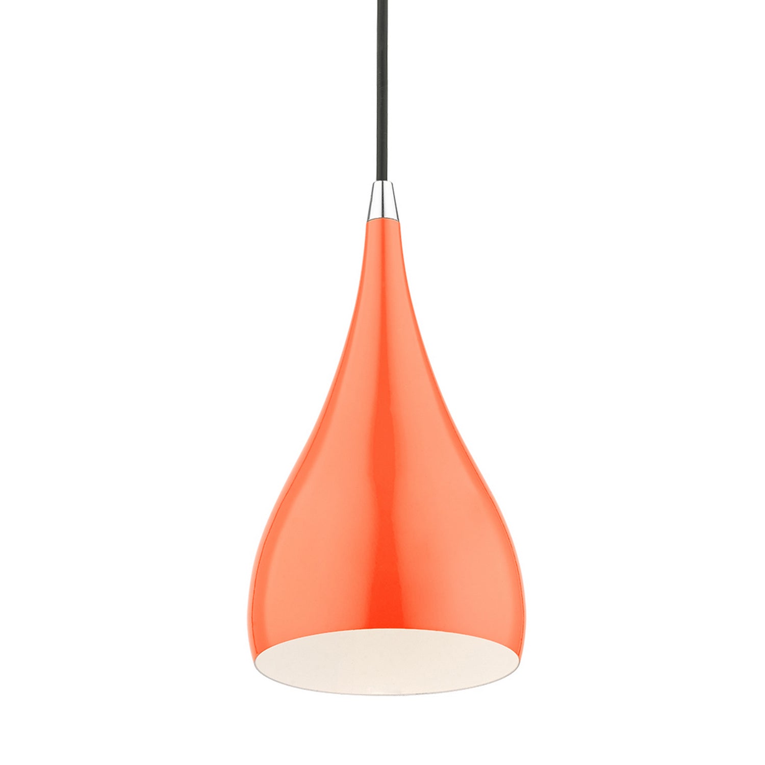 Livex Lighting - 41171-77 - One Light Mini Pendant - Amador - Shiny Orange w/Polished Chrome