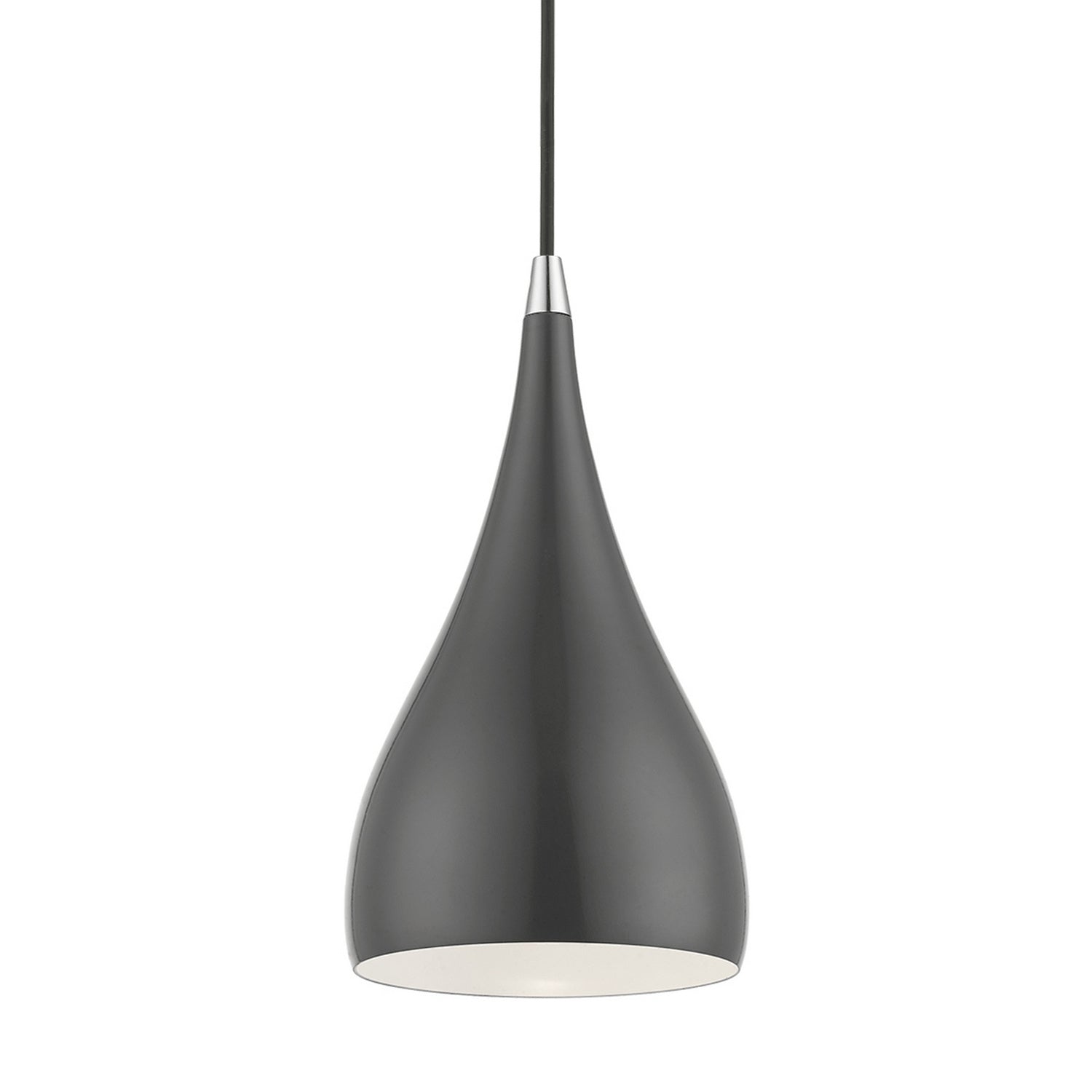 Livex Lighting - 41171-96 - One Light Mini Pendant - Amador - Shiny Dark Gray w/Polished Chrome