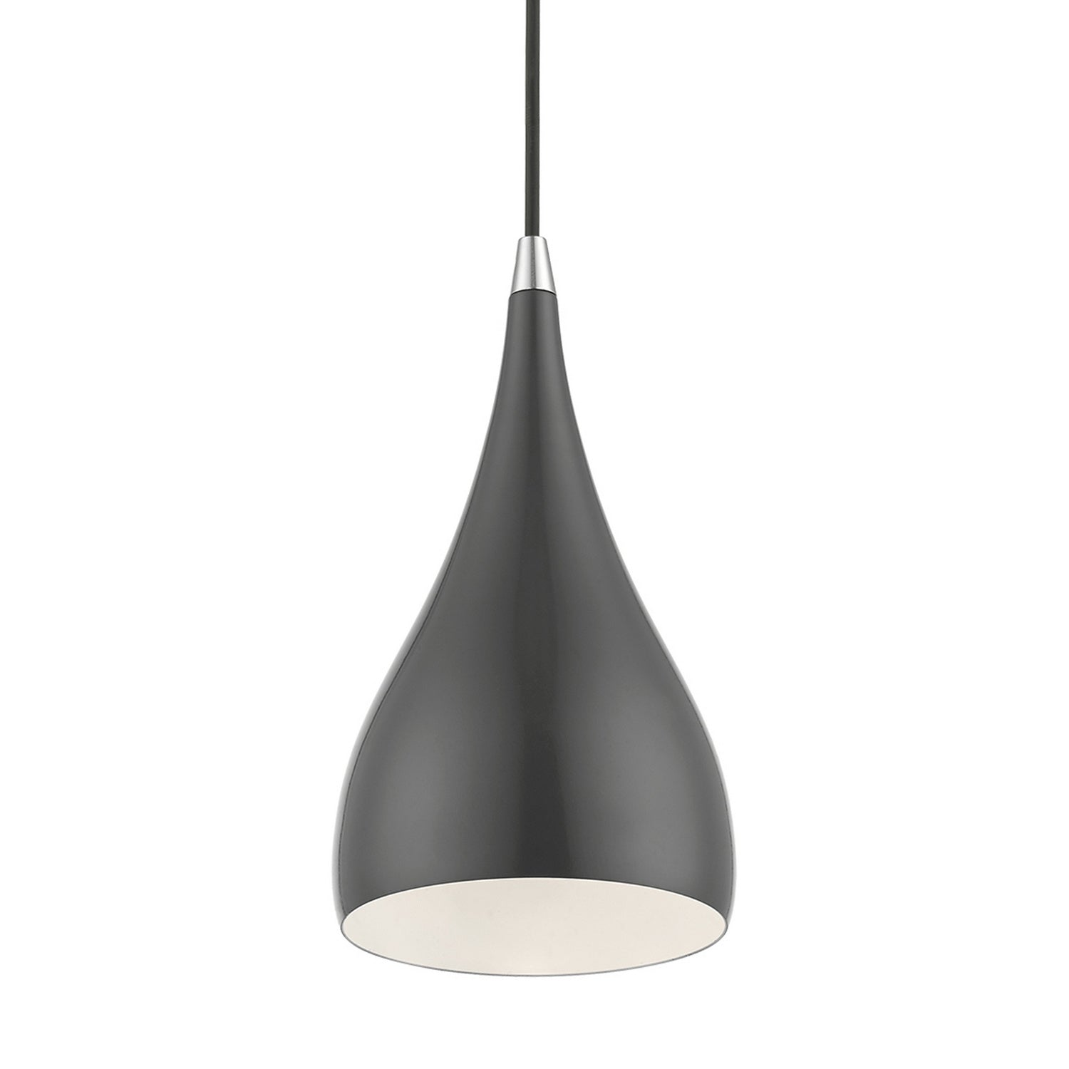 Livex Lighting - 41171-96 - One Light Mini Pendant - Amador - Shiny Dark Gray w/Polished Chrome