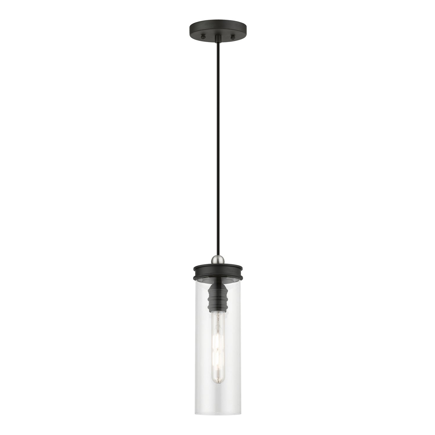 Livex Lighting - 41236-04 - One Light Mini Pendant - Devoe - Black w/Brushed Nickel