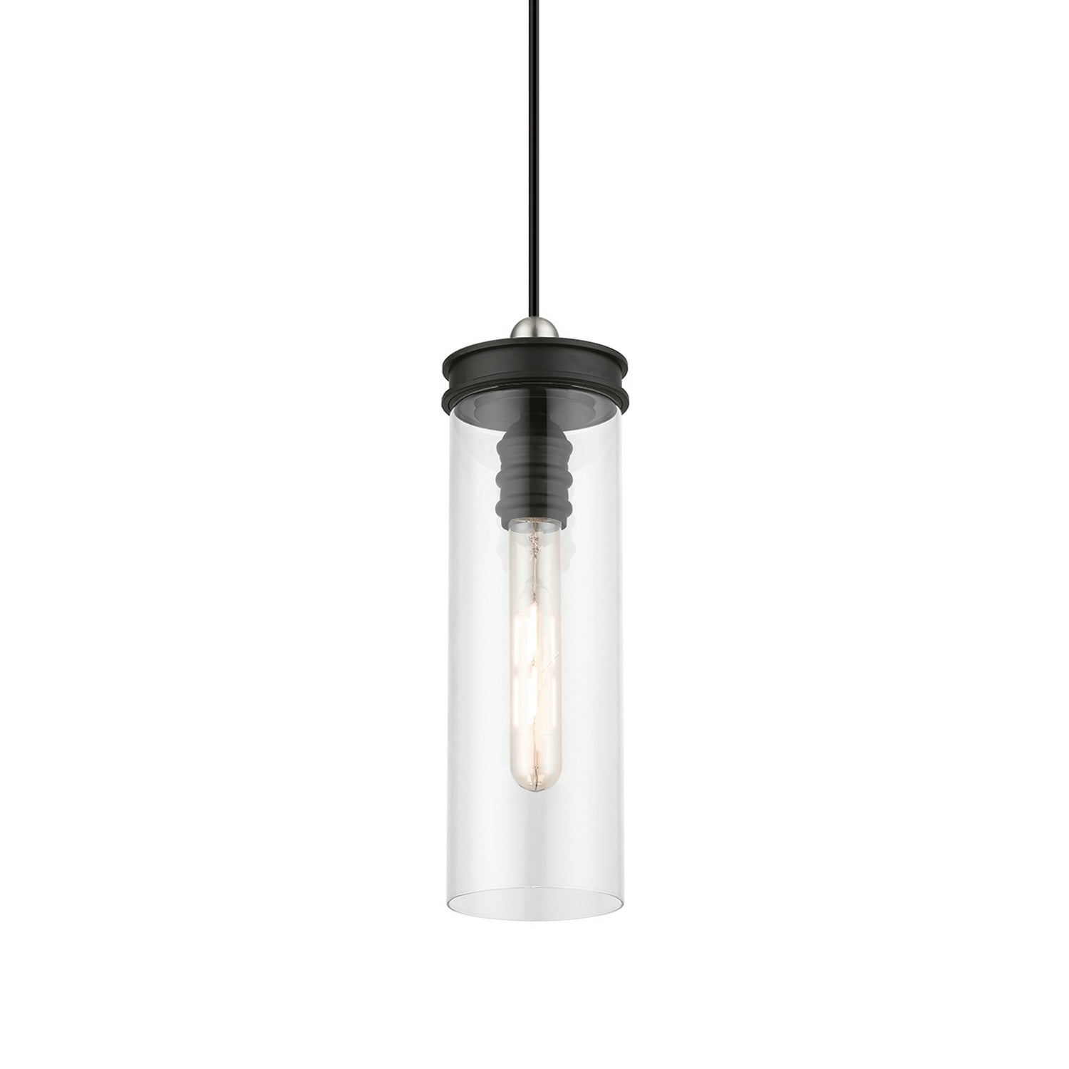 Livex Lighting - 41236-04 - One Light Mini Pendant - Devoe - Black w/Brushed Nickel