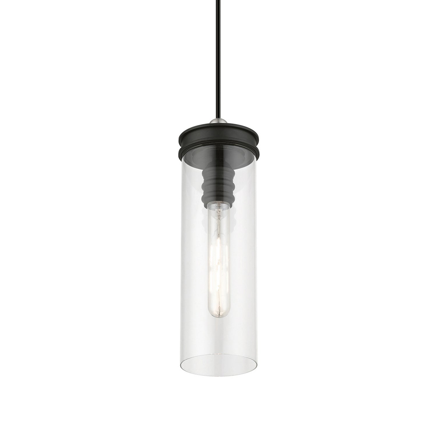 Livex Lighting - 41236-04 - One Light Mini Pendant - Devoe - Black w/Brushed Nickel
