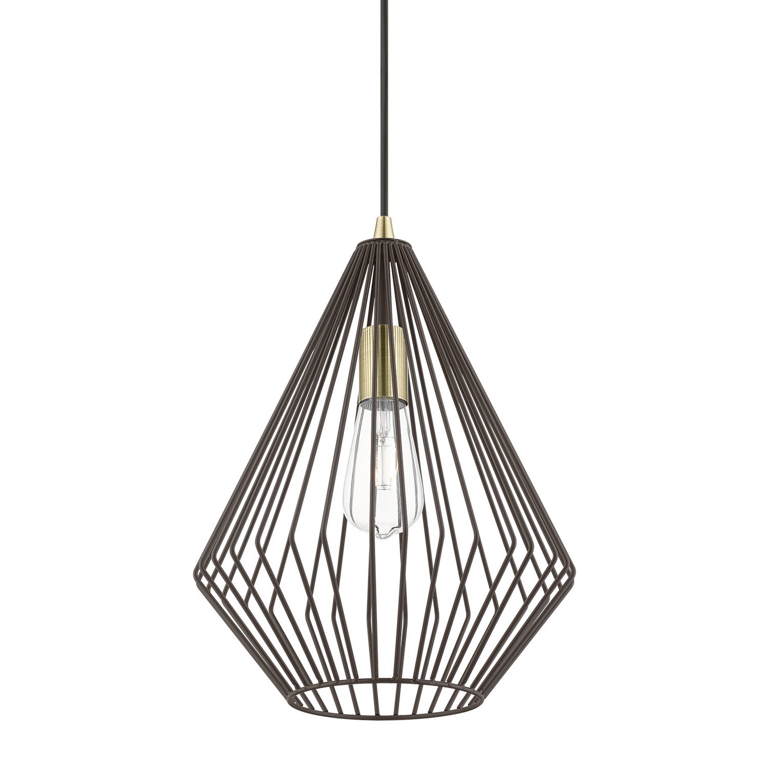 Livex Lighting - 41325-07 - One Light Pendant - Linz - Bronze w/Antique Brass