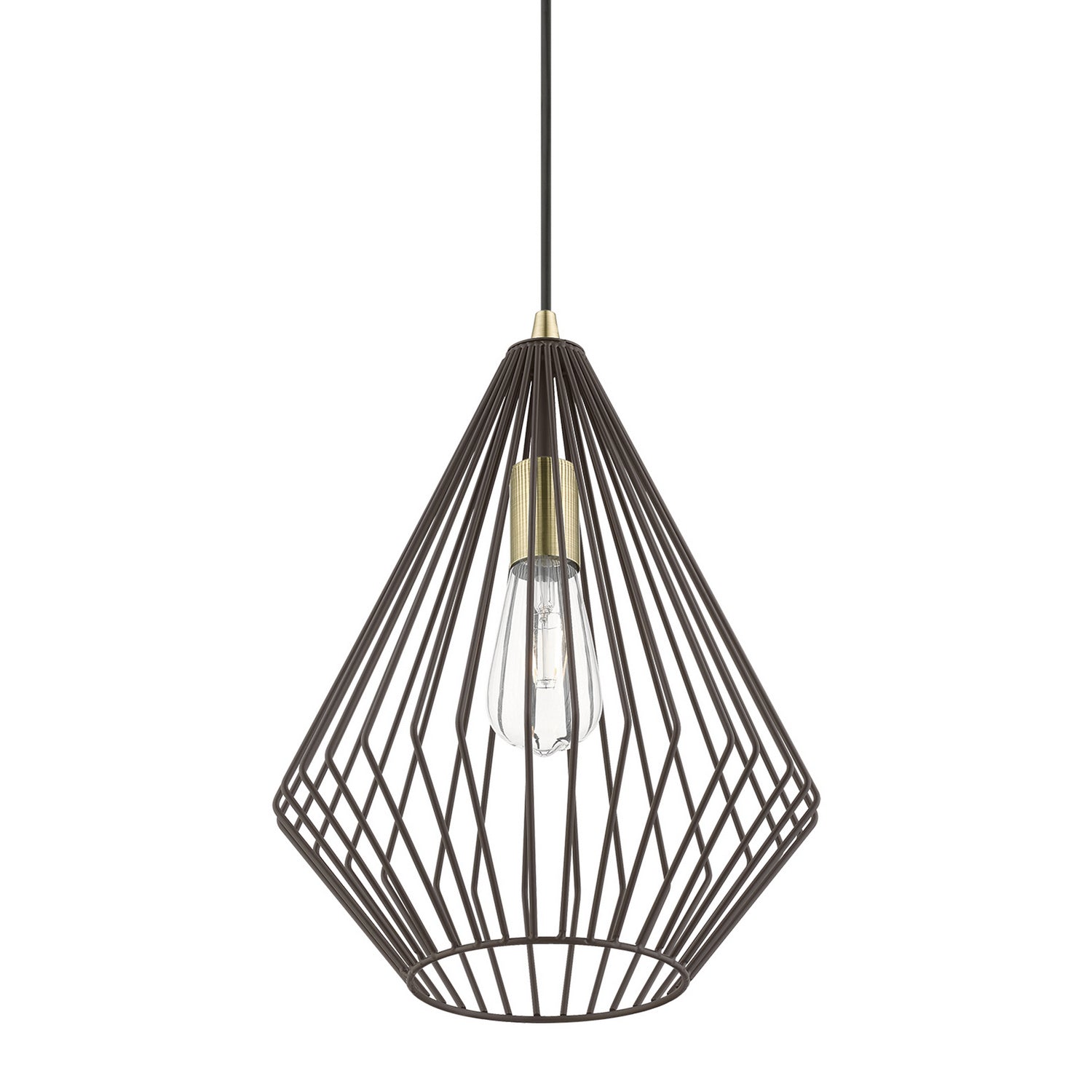Livex Lighting - 41325-07 - One Light Pendant - Linz - Bronze w/Antique Brass