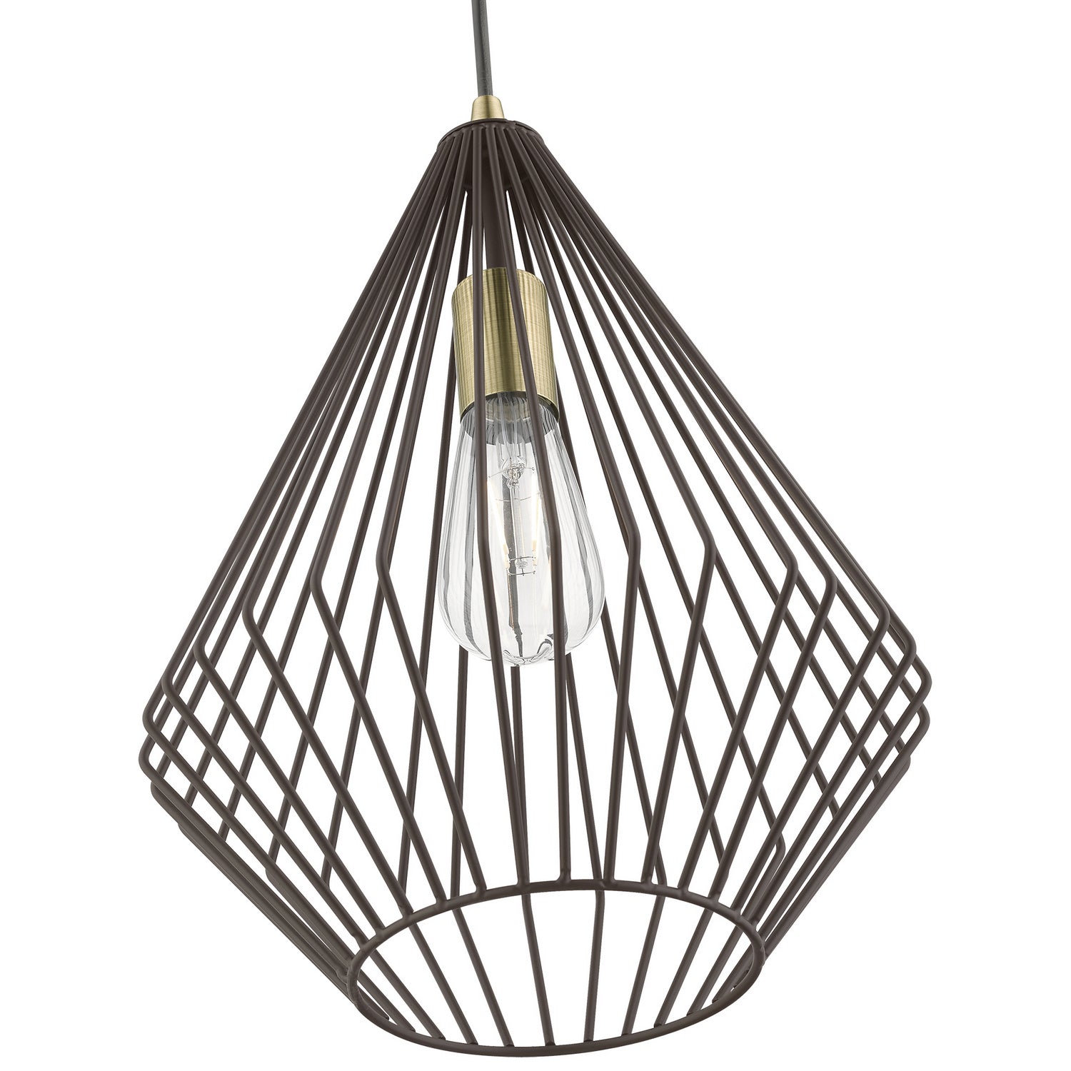 Livex Lighting - 41325-07 - One Light Pendant - Linz - Bronze w/Antique Brass