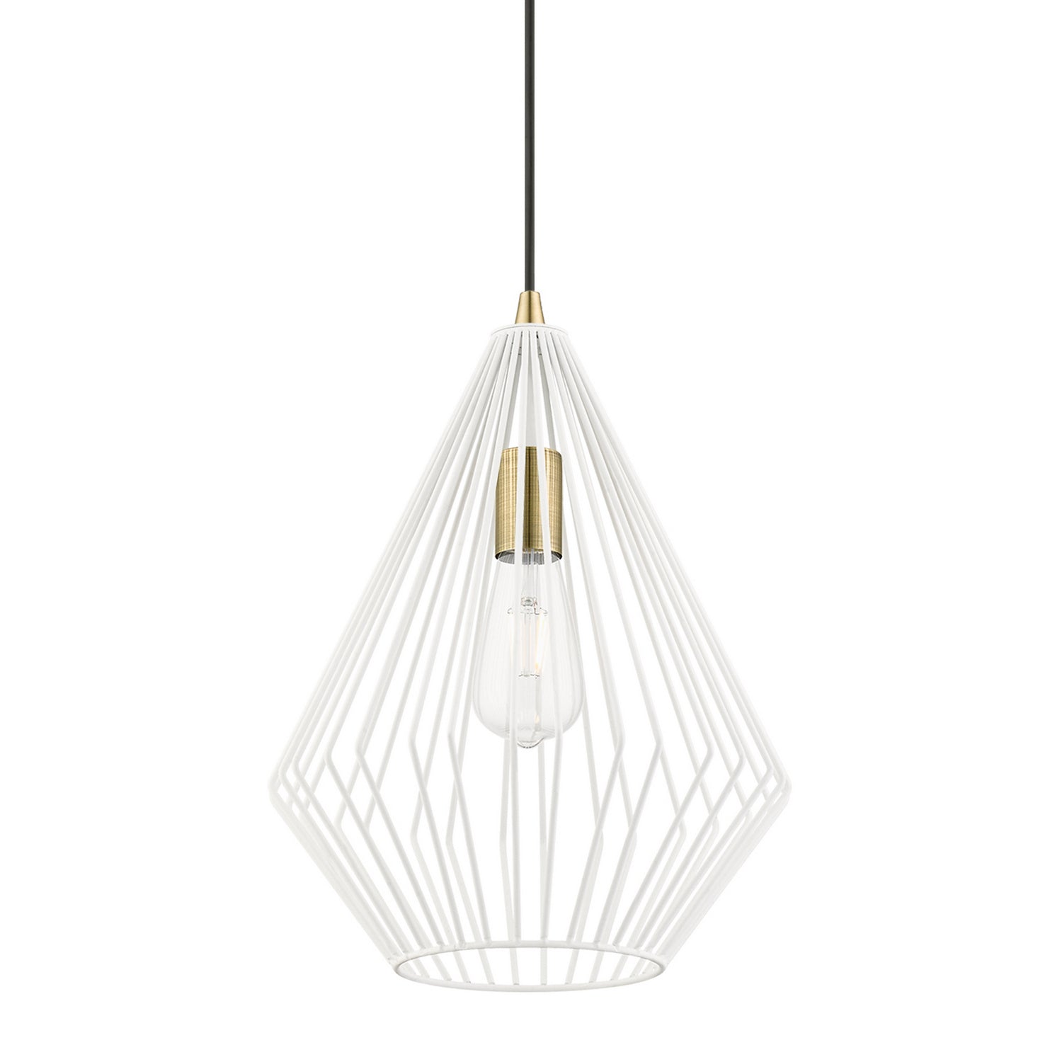 Livex Lighting - 41325-13 - One Light Pendant - Linz - Textured White w/Antique Brass