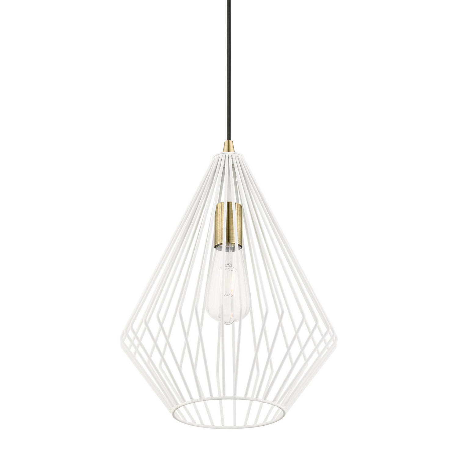 Livex Lighting - 41325-13 - One Light Pendant - Linz - Textured White w/Antique Brass