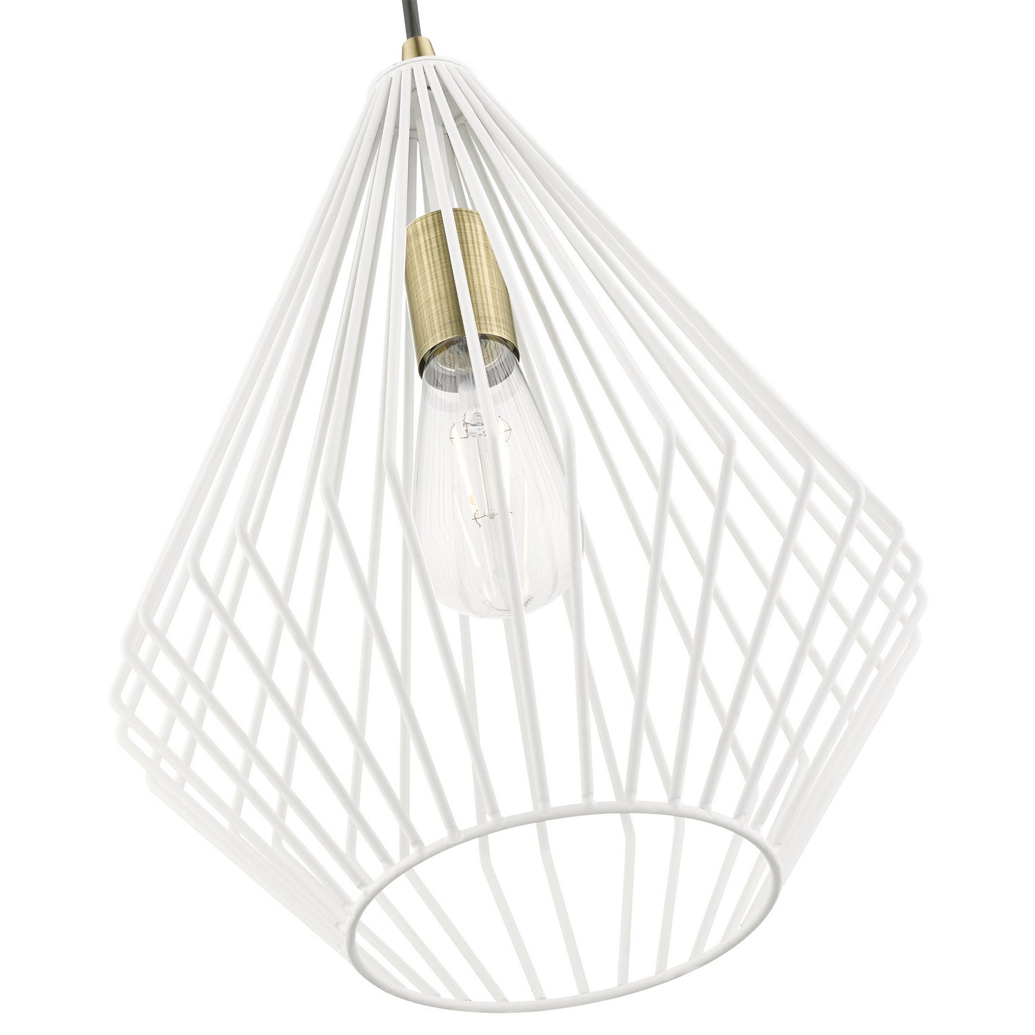 Livex Lighting - 41325-13 - One Light Pendant - Linz - Textured White w/Antique Brass