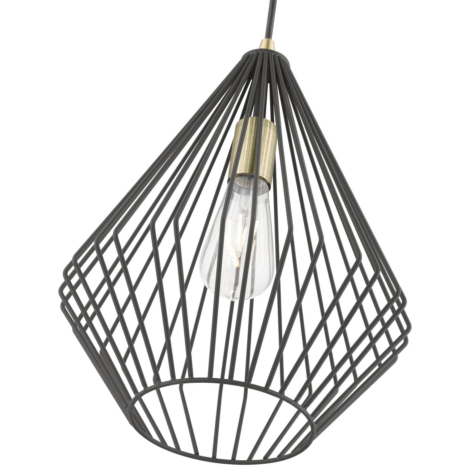 Livex Lighting - 41325-14 - One Light Pendant - Linz - Textured Black w/Antique Brass