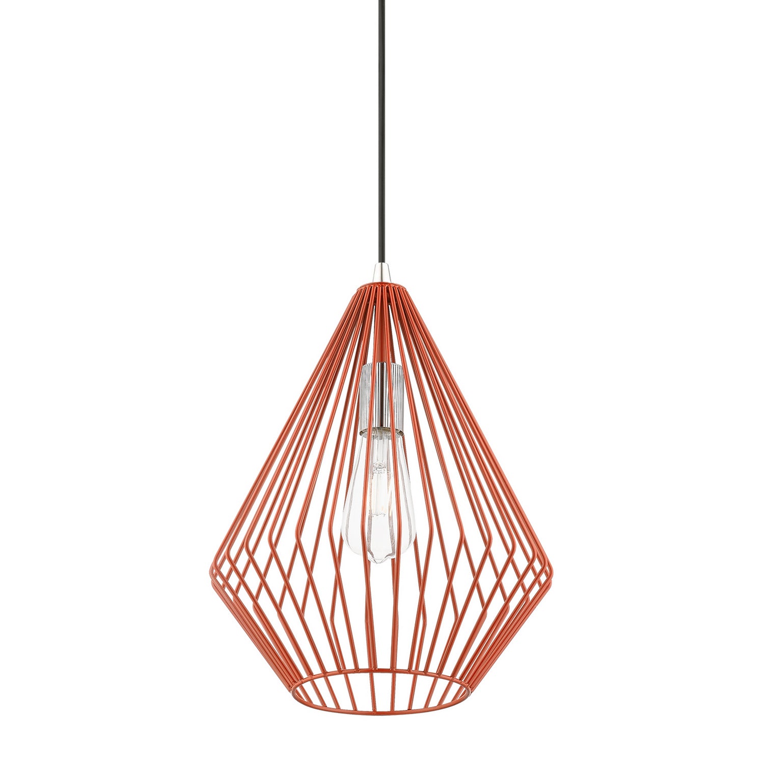Livex Lighting - 41325-72 - One Light Pendant - Linz - Shiny Red w/Polished Chrome