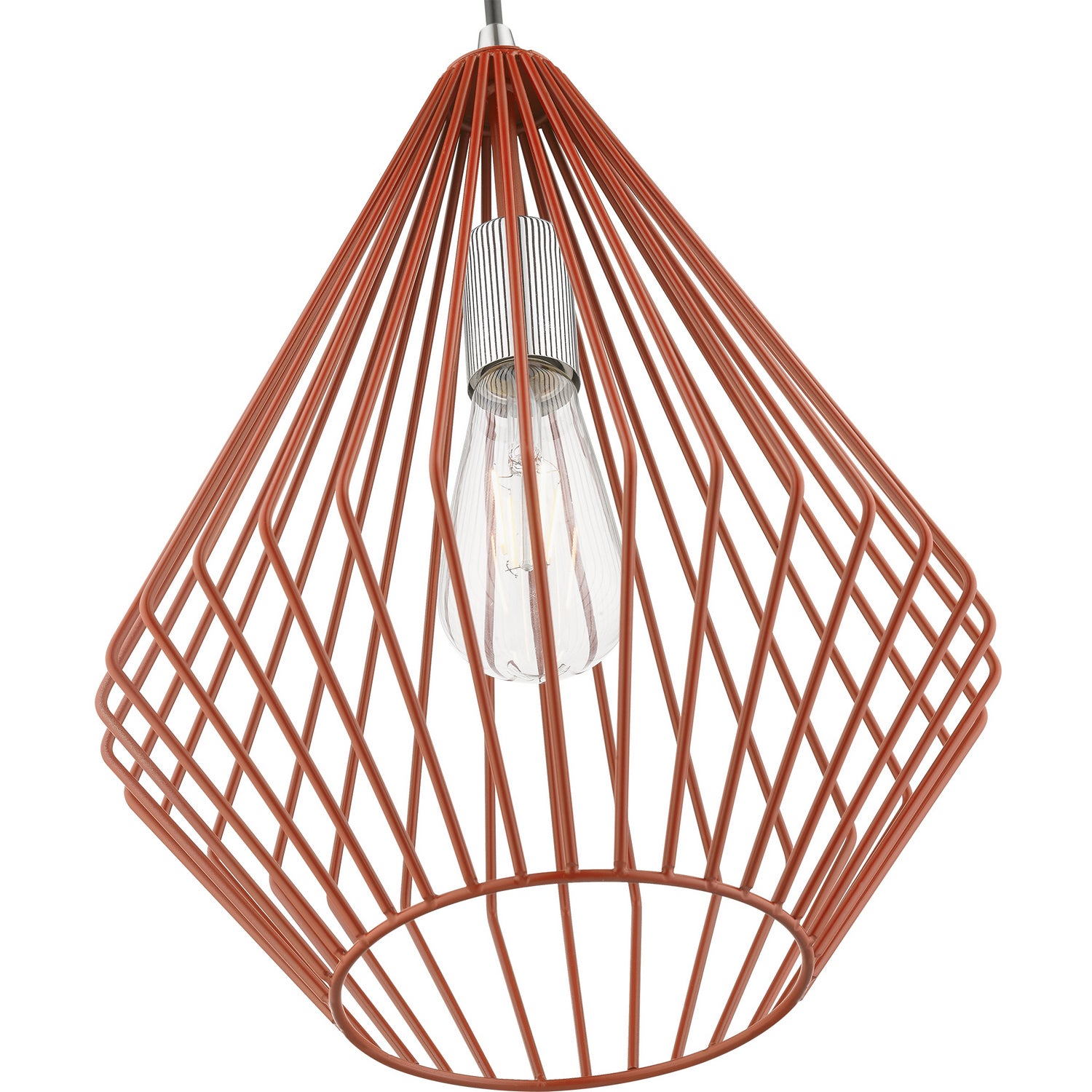 Livex Lighting - 41325-72 - One Light Pendant - Linz - Shiny Red w/Polished Chrome