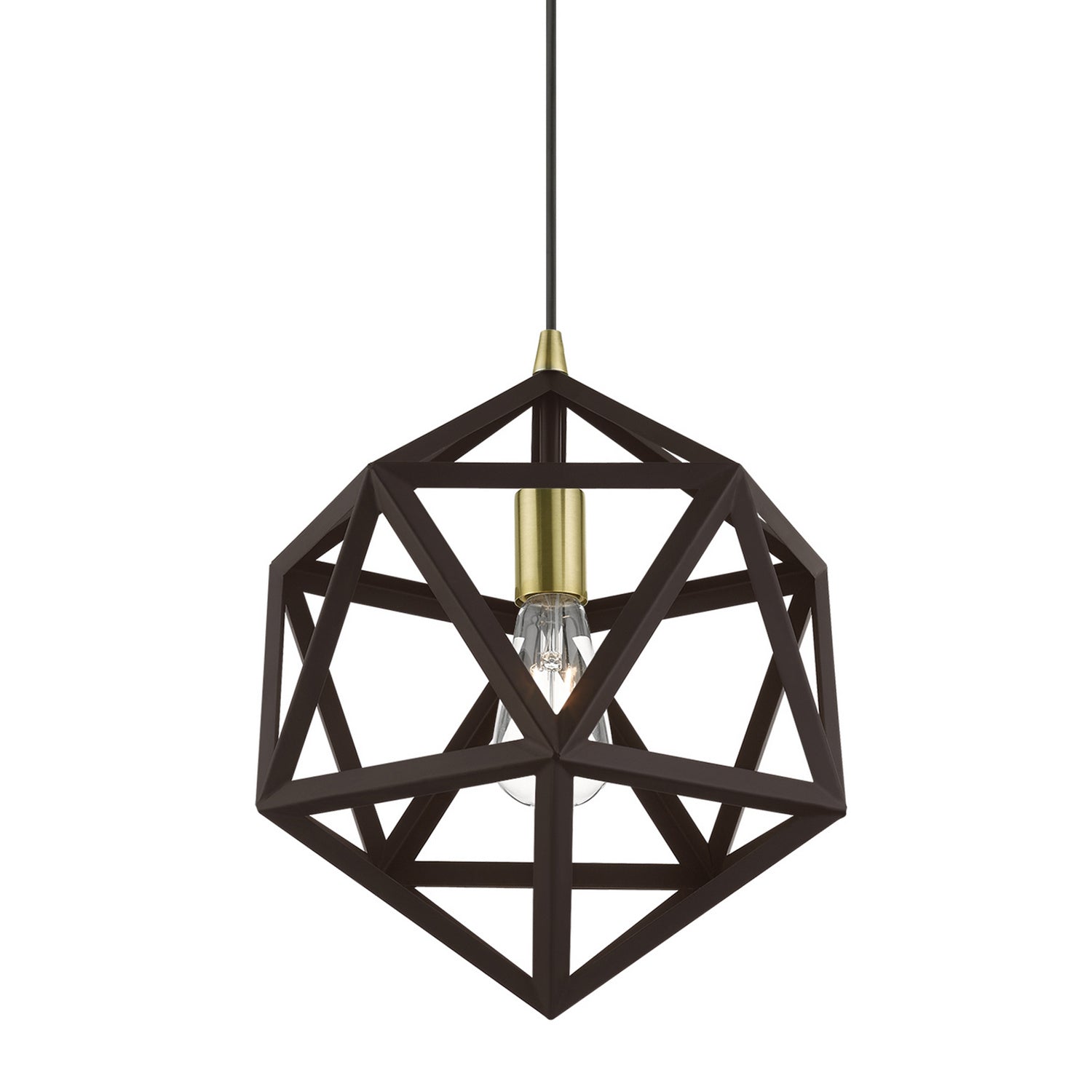 Livex Lighting - 41328-07 - One Light Pendant - Ashland - Bronze w/Antique Brass