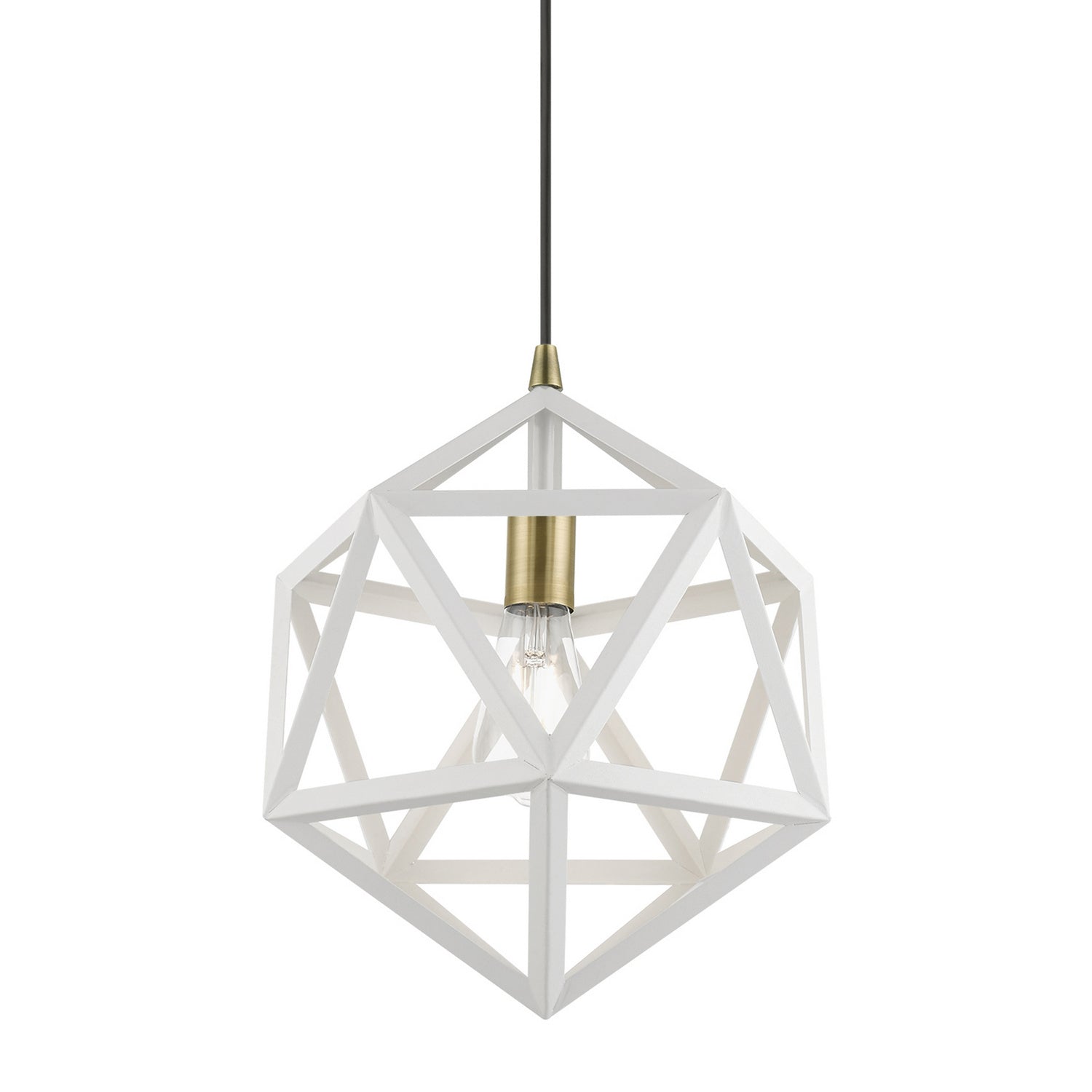 Livex Lighting - 41328-13 - One Light Pendant - Ashland - Textured White w/Antique Brass