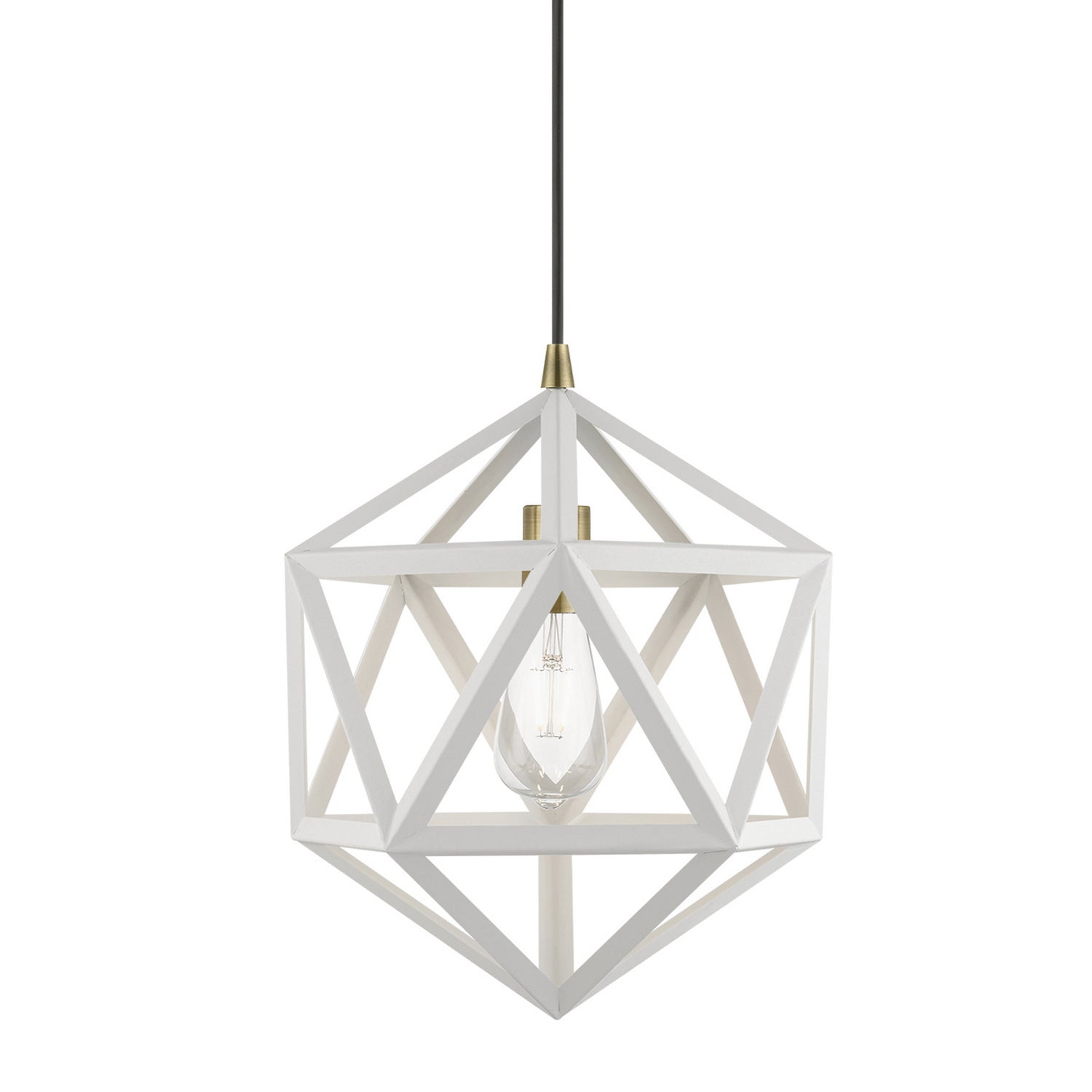 Livex Lighting - 41328-13 - One Light Pendant - Ashland - Textured White w/Antique Brass